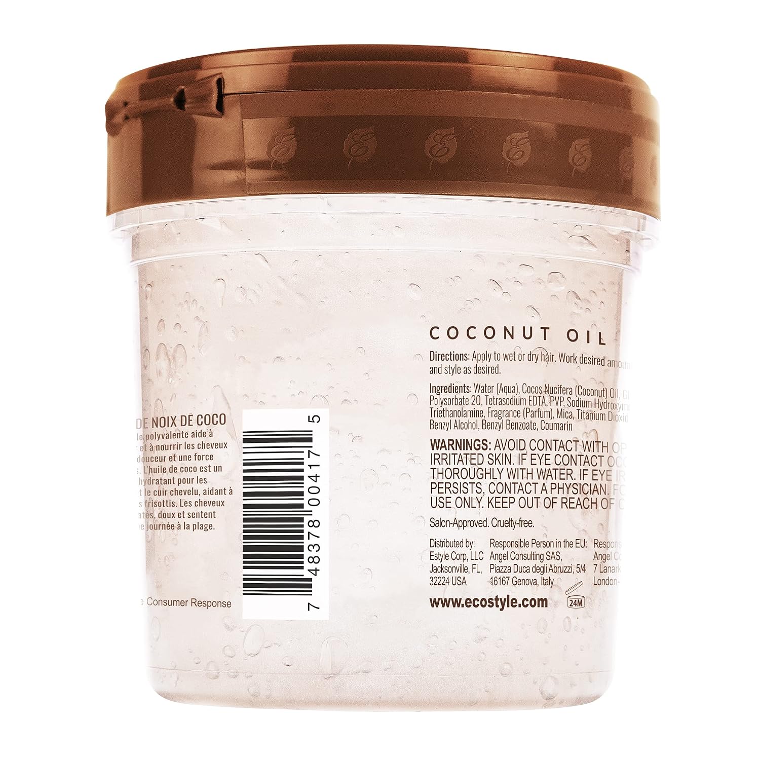 Eco Style Coconut Oil Styling Gel - Adds Luster and Moisturizes Hair - Weightless Styling and Superior Hold - Prevents Breakage and Split Ends - Promotes Scalp Health - Ideal for all Hair - 8 oz