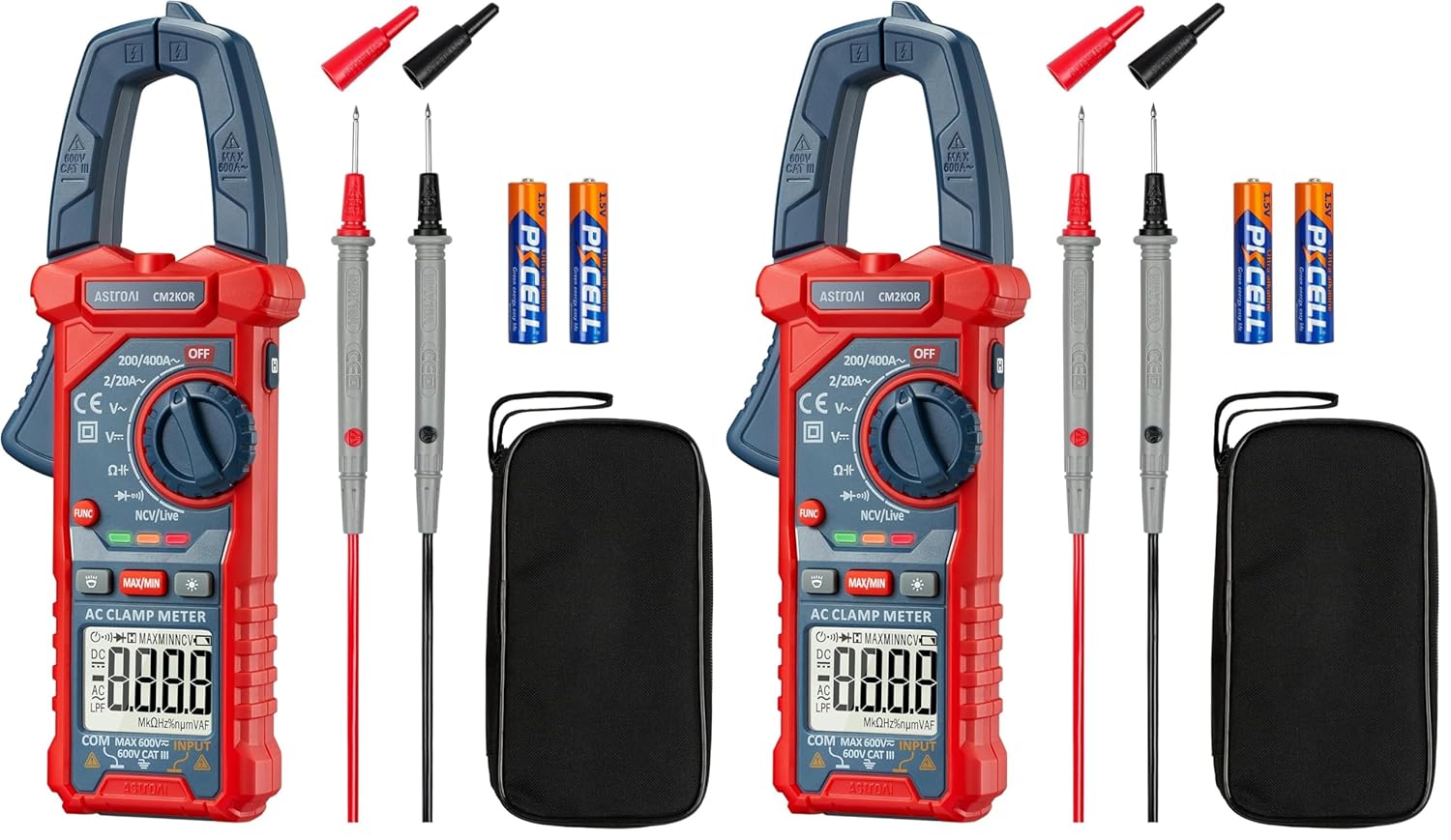 AstroAI Digital Clamp Meter Multimeter 2000 Counts Amp Voltage Tester Auto-ranging with AC/DC Voltage, AC Current, Resistance, Capacitance, Continuity