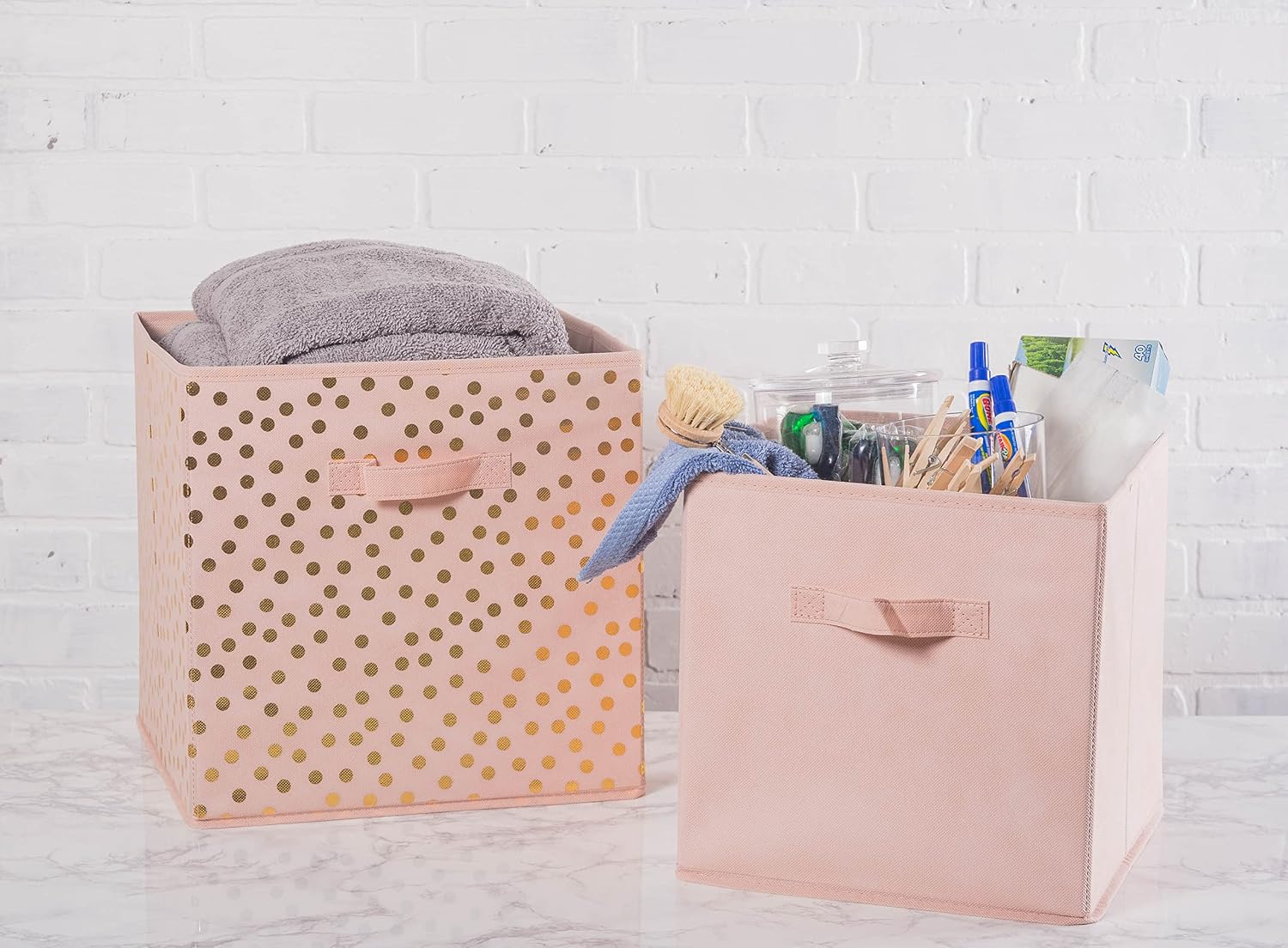 DII Collapsible Storage Organizer Bin, Large, 13" Cube, Pink, 2 Count