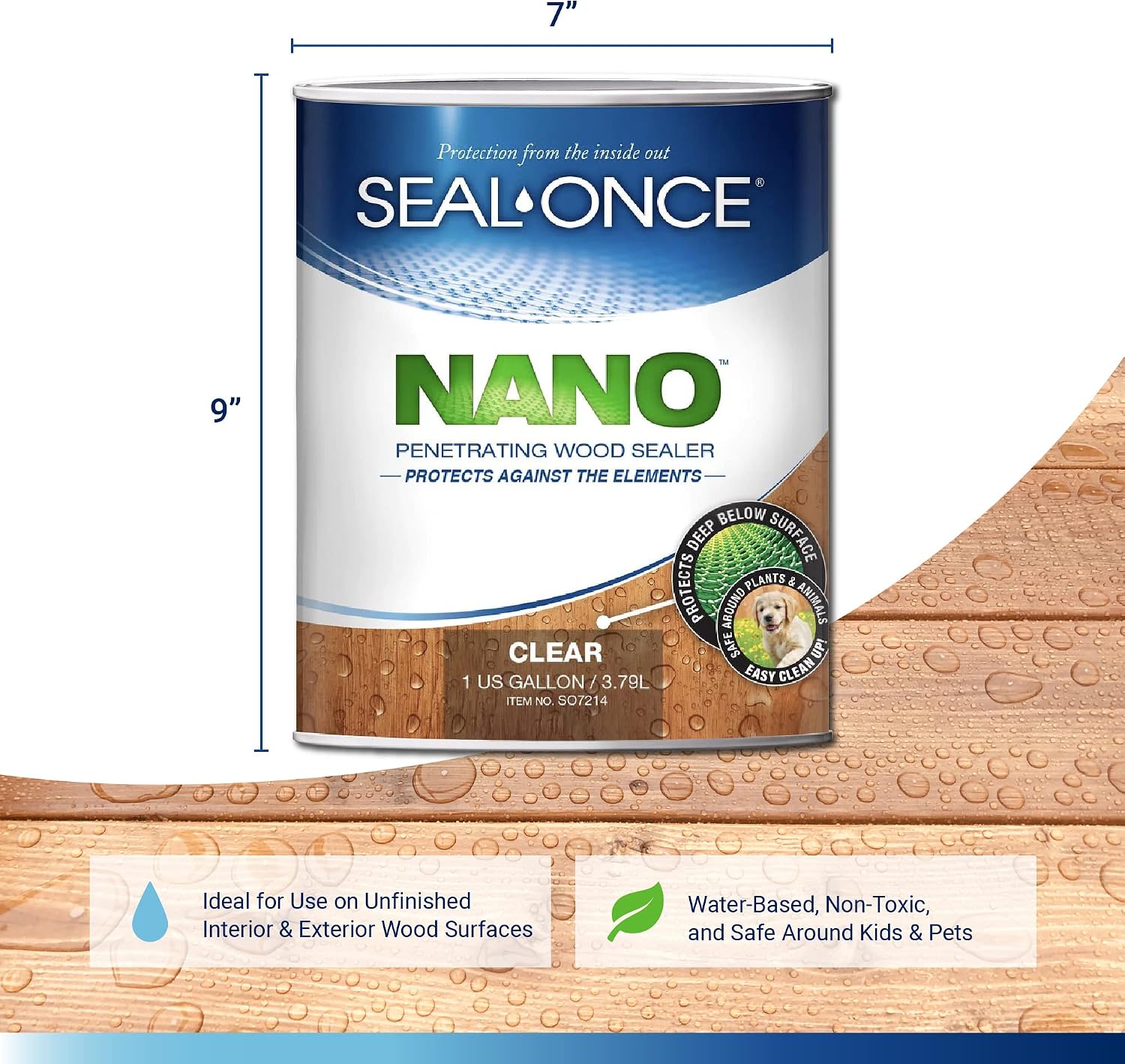 Seal-Once Nano Clear Penetrating Wood Sealer - Premium Waterproof Sealant (Quart)