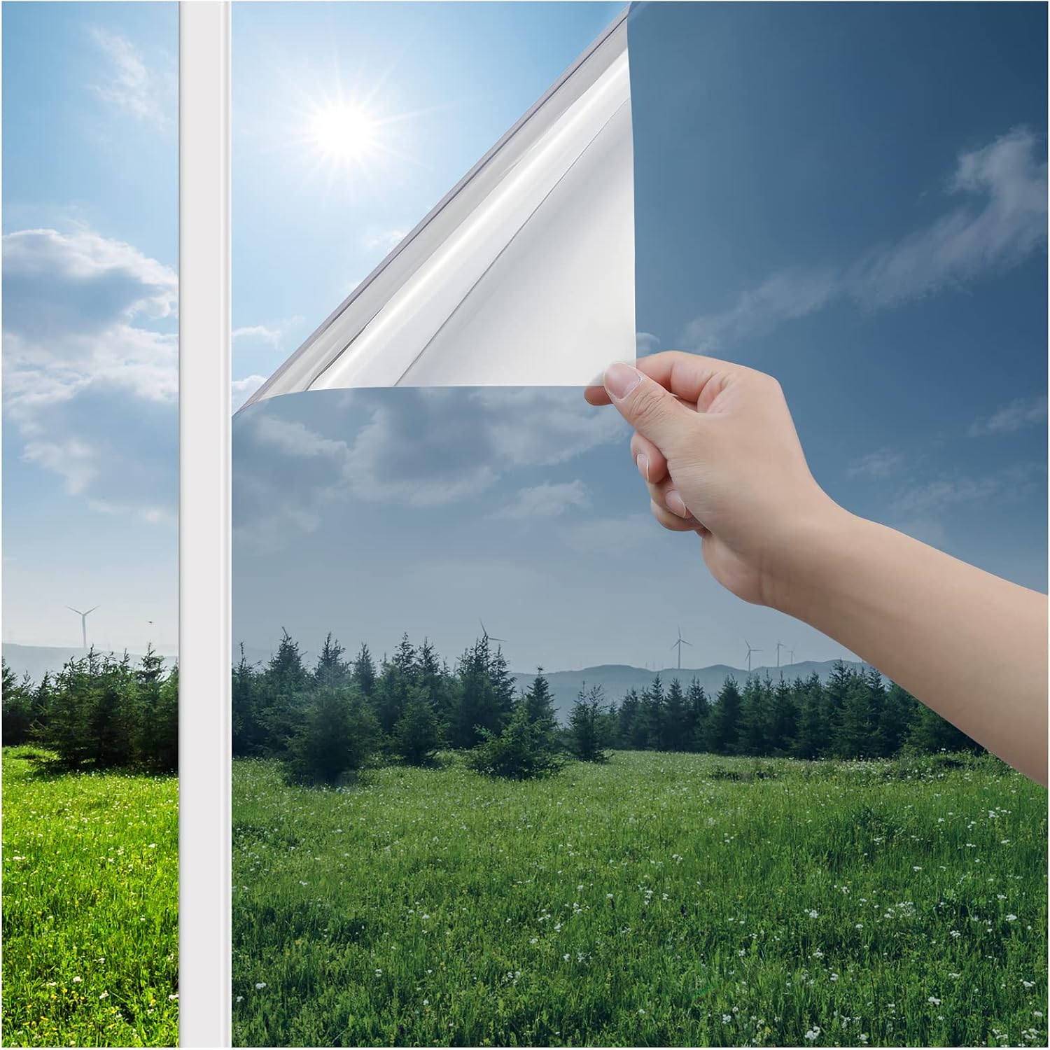 Haton Window Privacy Film, Stained Glass Rainbow Film, 17.5" x 78.7"