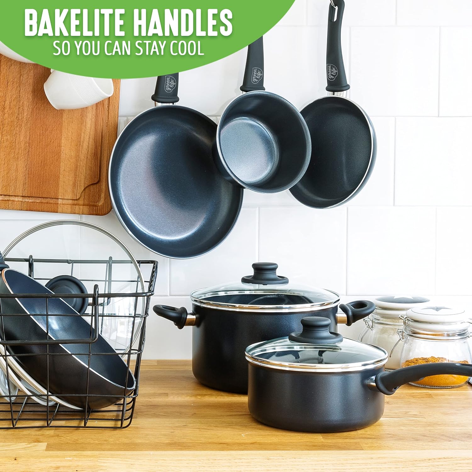 GreenLife Soft Grip 1QT and 2QT Saucepan Set, Healthy Ceramic Nonstick, Non Toxic PFAS & PFOA-Free, Dishwasher Safe, Glass Lids, Stay-Cool Handles, Easy Clean Cookware, Kitchen Essentials, Turquoise