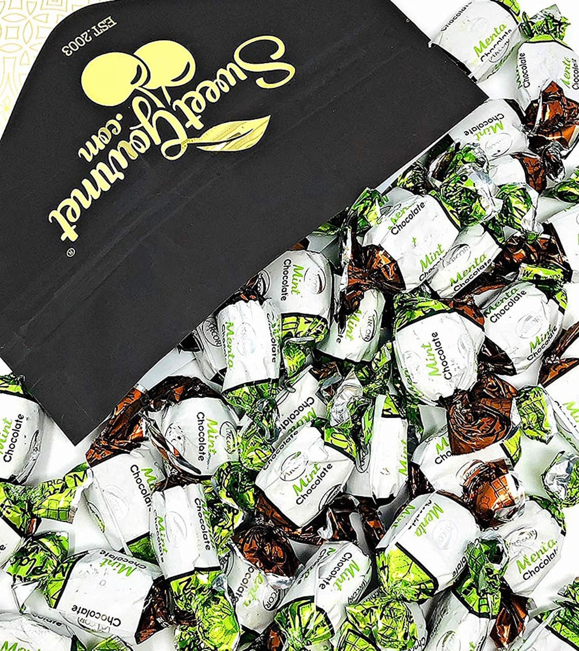 SweetGourmet Premium Chocolate Filled Mints, Arcor Hard Candy, 2 Pound | After-Dinner Treat, ~80 Pieces per Pound, Candy Buffet Ready, Assorted Wrappers, Resealable Bag