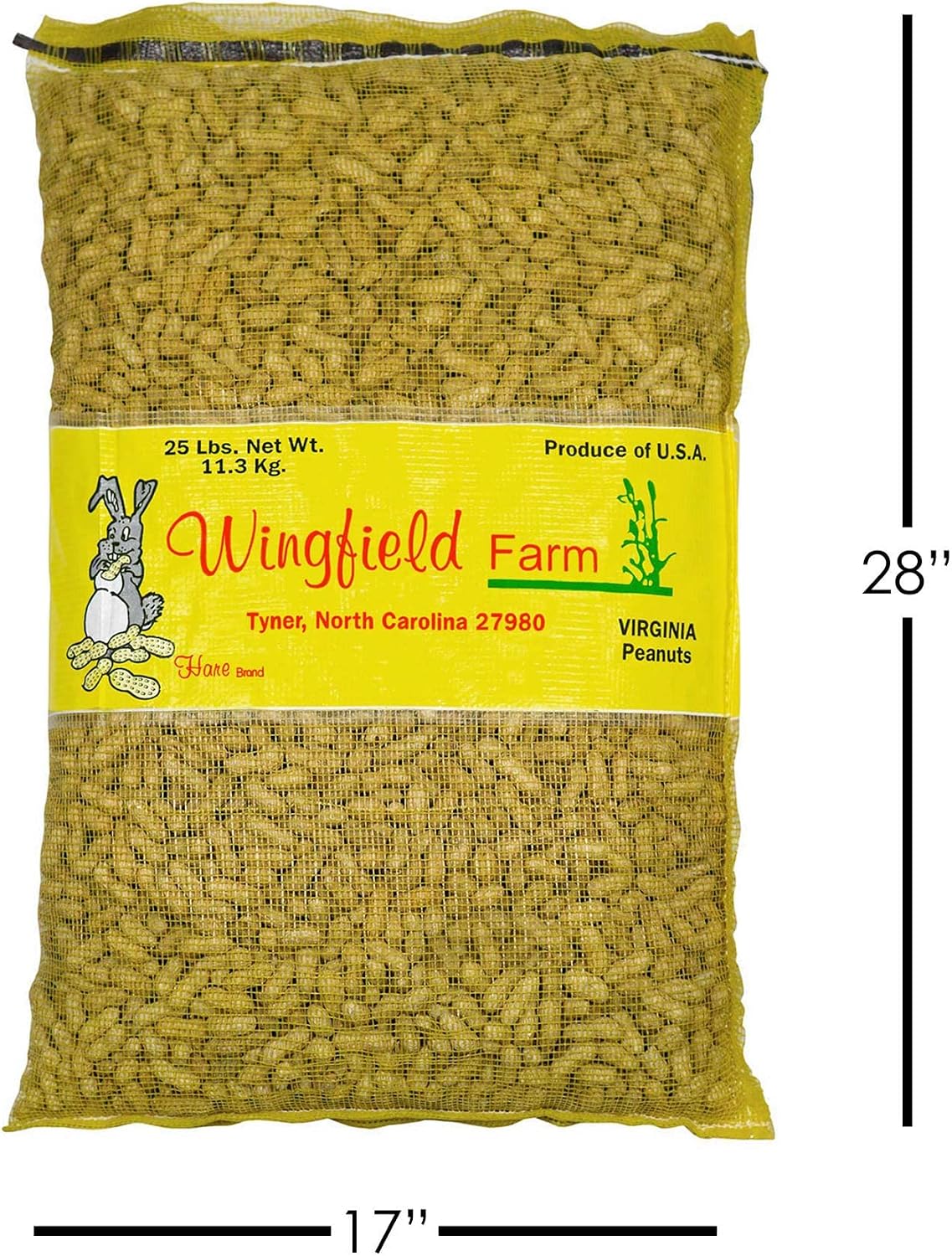 WINGFIELD-25 25 lb Virginia in Shell Animal Peanuts (25lb Bag) for Wildlife, Yellow
