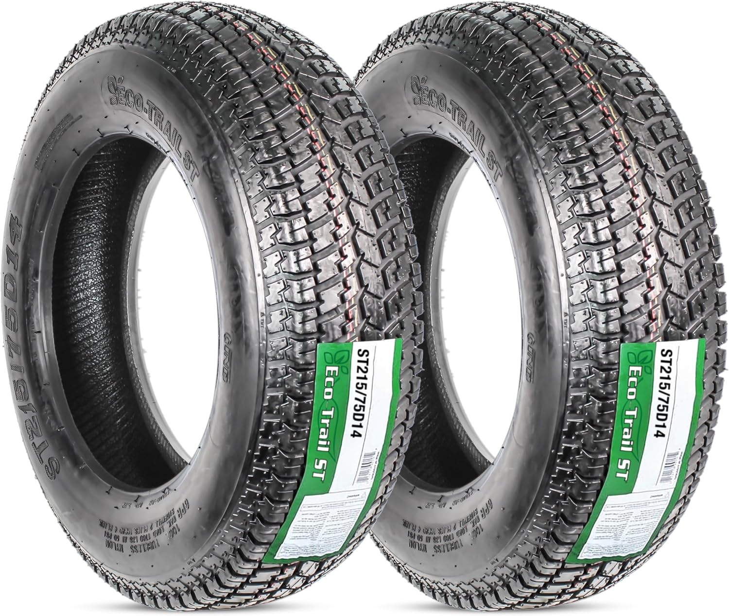 eCustomrim 2-Pack ST215/75D14 14 Inch DEEP TREAD Trailer Tire Load Range C