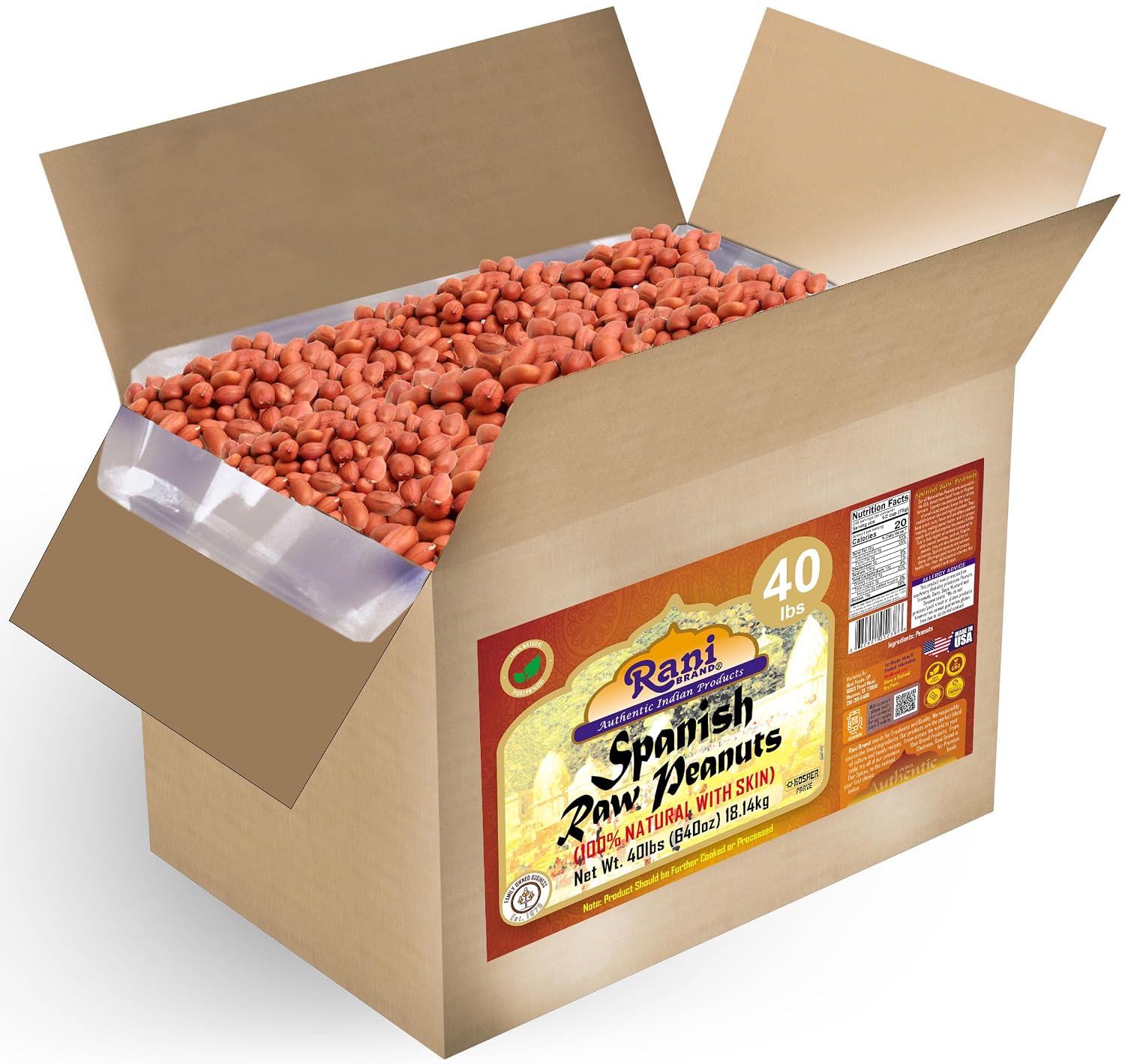 Rani Peanuts, Raw Whole With Skin (uncooked, unsalted) 14oz (400g) ~ All Natural | Vegan | Kosher | Gluten Friendly | Fresh Product of USA ~ Spanish Grade Groundnut/Red-skin