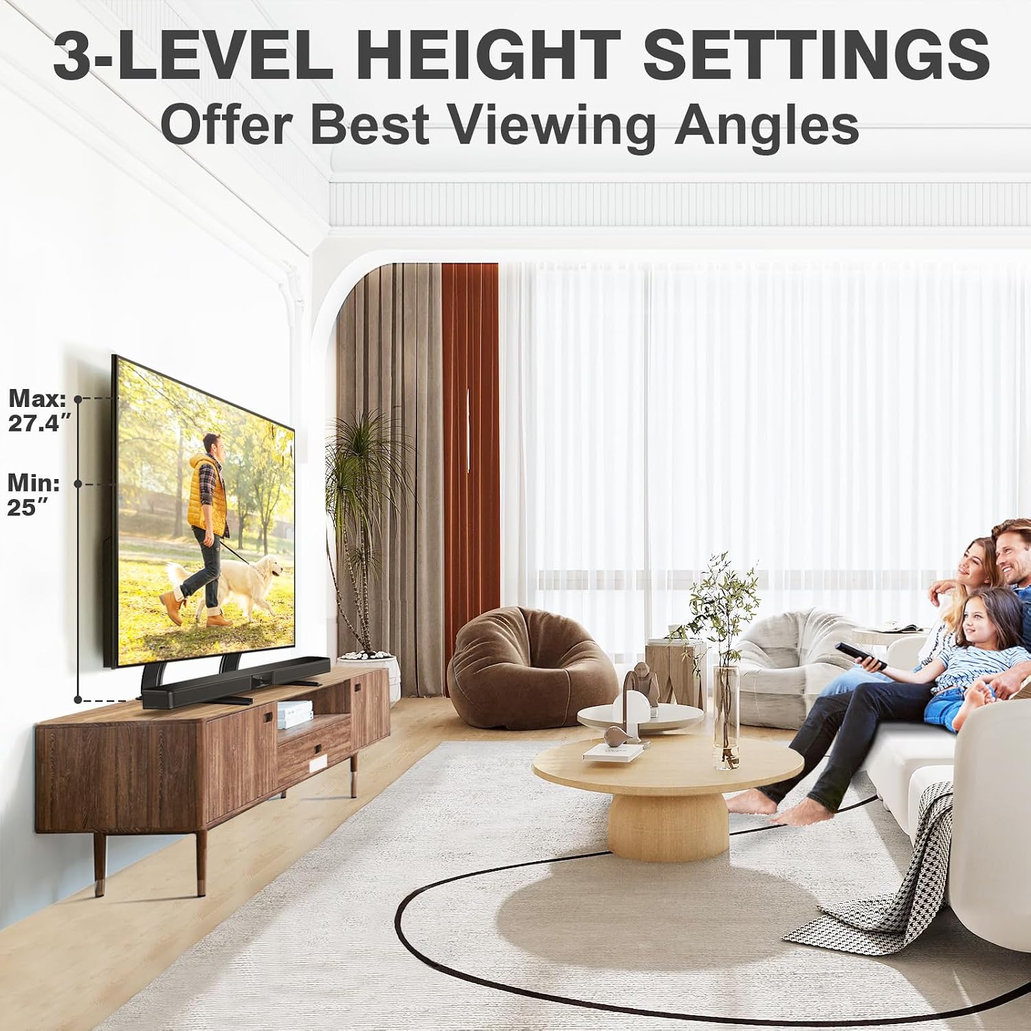 TAVR Universal Table Top TV Stand for 27-65 inch TVs Holds up to 88 lbs | Height Adjustable TV Legs, Strong TV Base, Max VESA 800x500mm, Black