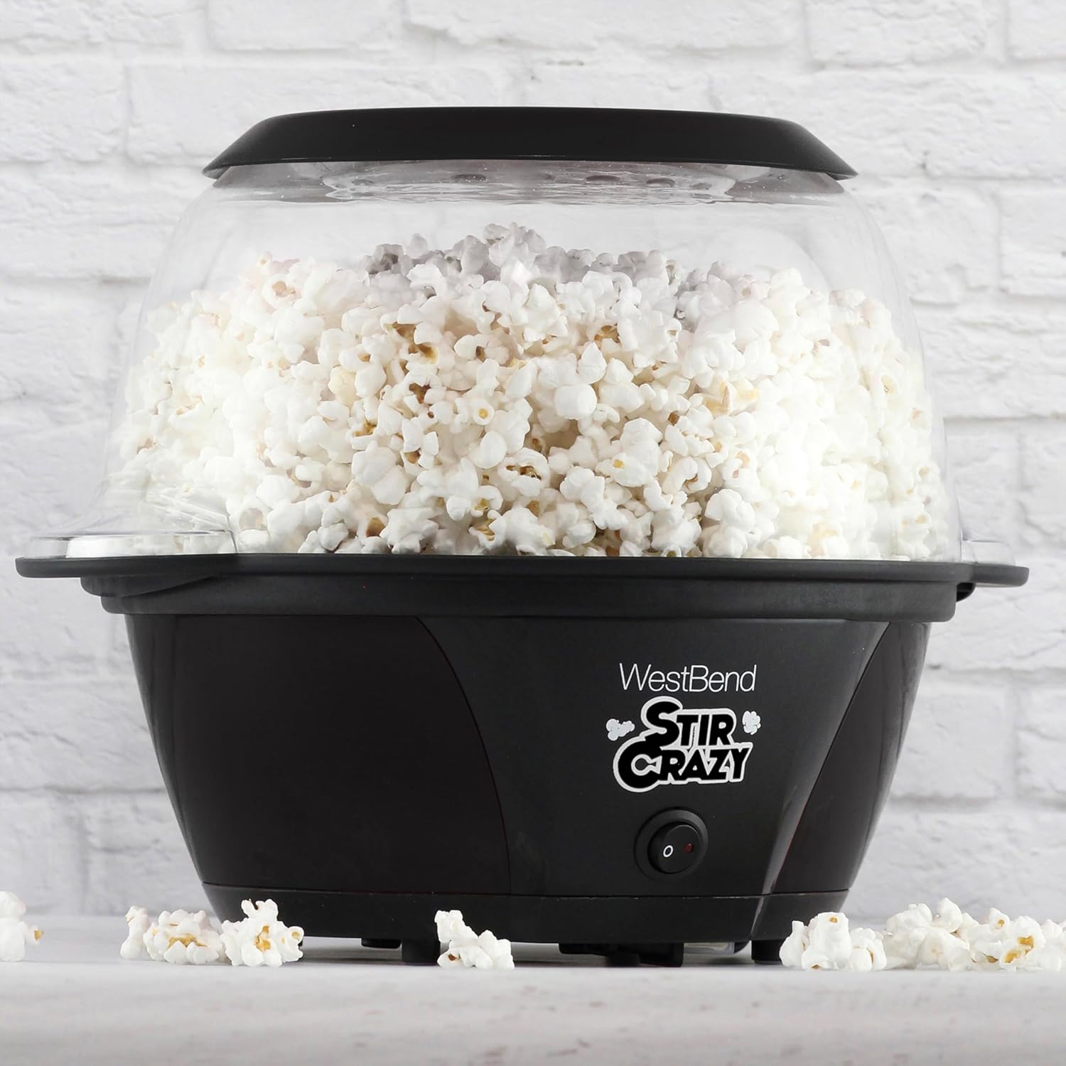 West Bend Stir Crazy Hot Oil Popcorn Popper, Popcorn Maker Machine with Large Serving Bowl Lid and Stirring Rod Perfect for Movie Night Snack Time or Parties, 6-Quart, Red