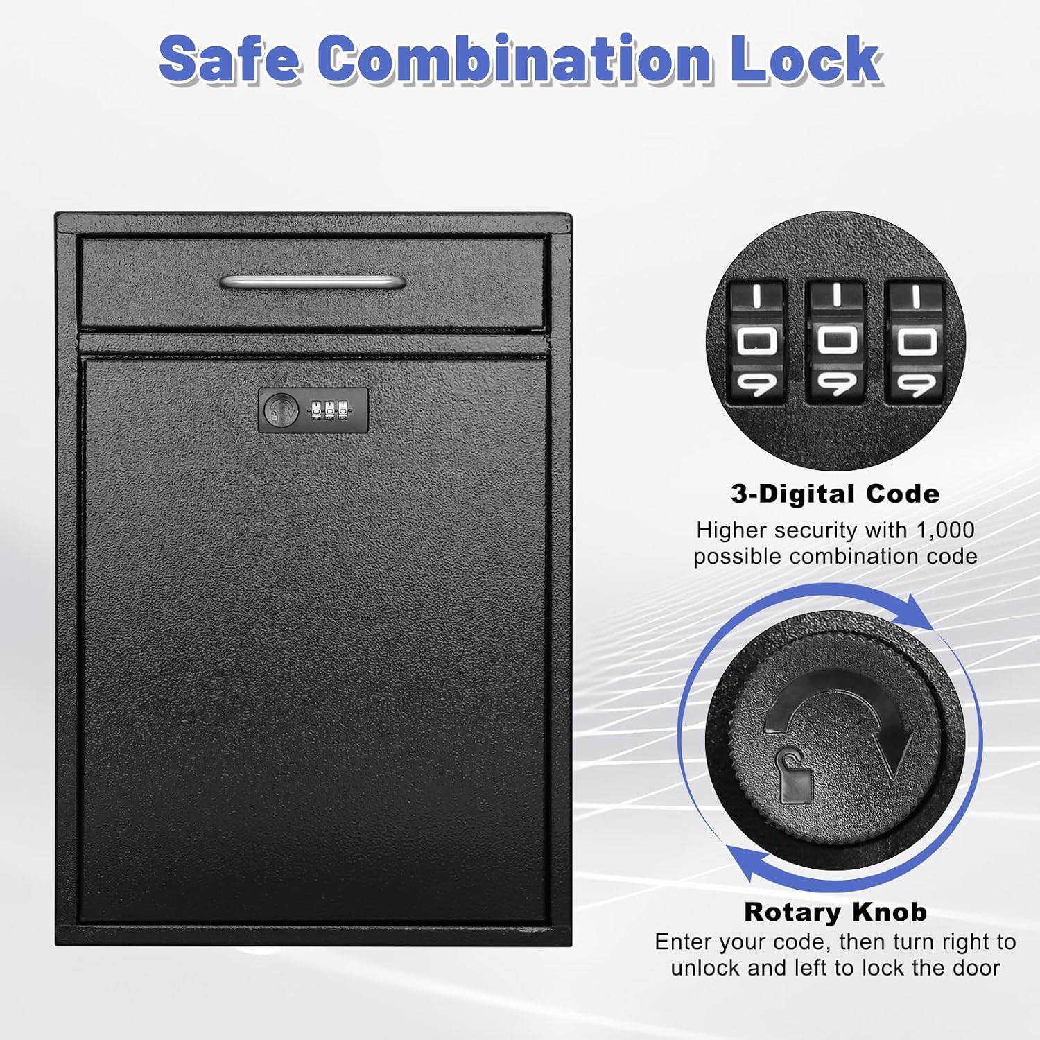 KYODOLED Steel Key Lock Mail Boxes Outdoor, Locking Wall Mount Mailbox, Security Lock Drop Box, Collection Boxes for Home, Office or Commercial,16.2H x 11.2L x 4.6W Inches, Black X Large