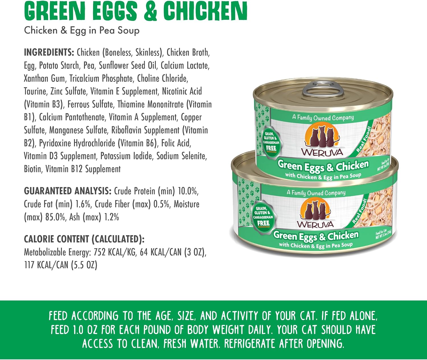 Weruva Classic Cat Food, Paw Lickin’ Chicken with Chicken Breast in Gravy, 3oz Can (Pack of 24)