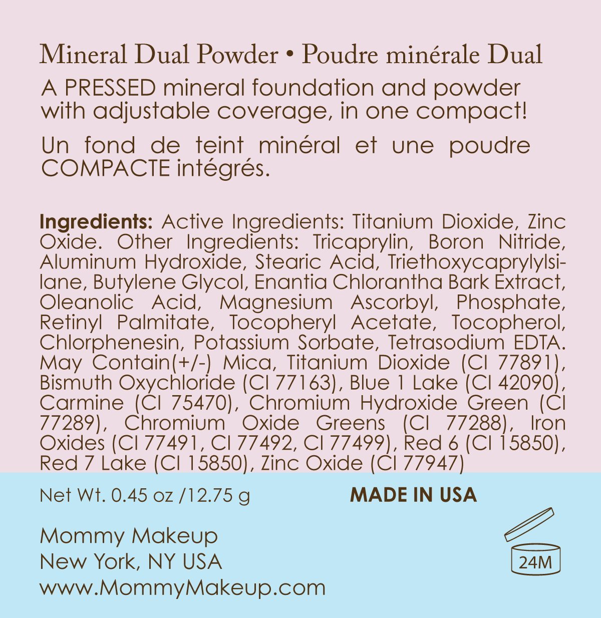 Mineral Dual Powder Foundation with SPF 15, 0.45 oz by Mommy Makeup | Buildable Coverage for Mature & Sensitive Skin - Talc-Free, Oil-Free, Gluten-Free, Cruelty Free (Craving - Medium/Dark)