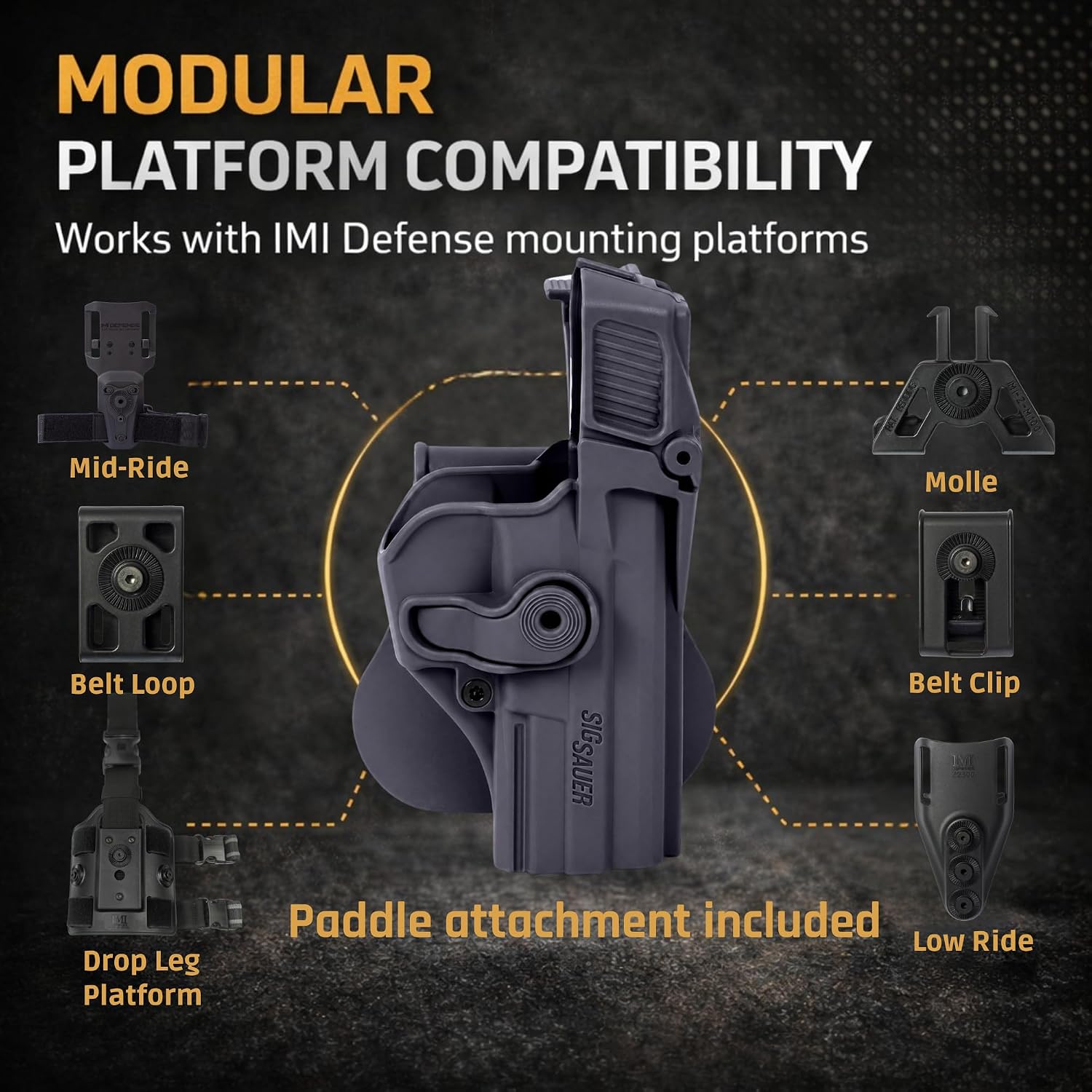 Level 3 Auto Lock Retention Holster for Sig Sauer P226, P220, P227, SP2022 – IMI Defense Tactical OWB Paddle Holster, Trigger Guard Lock