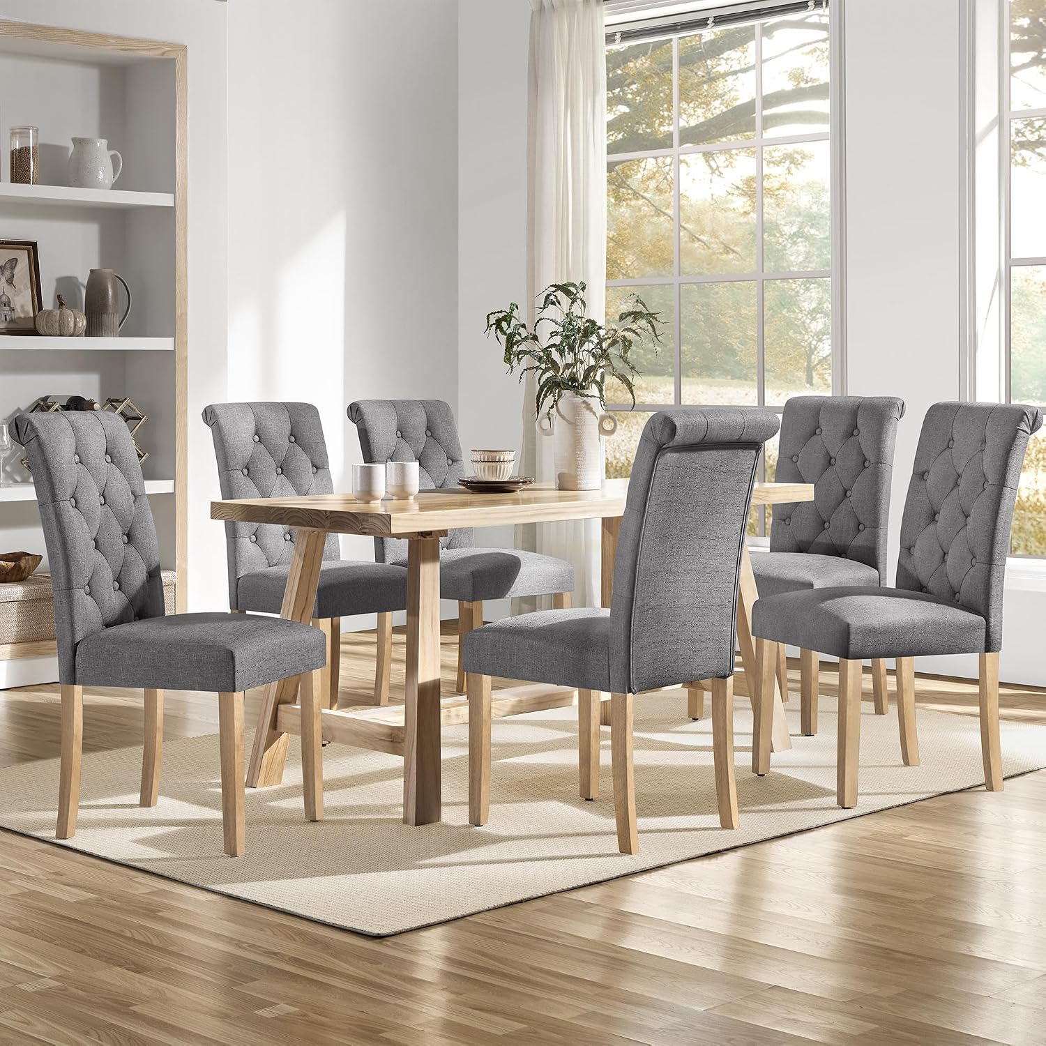 Yaheetech Dining Chairs Set of 2 Modern Upholstered Parson Chairs Dark Gray