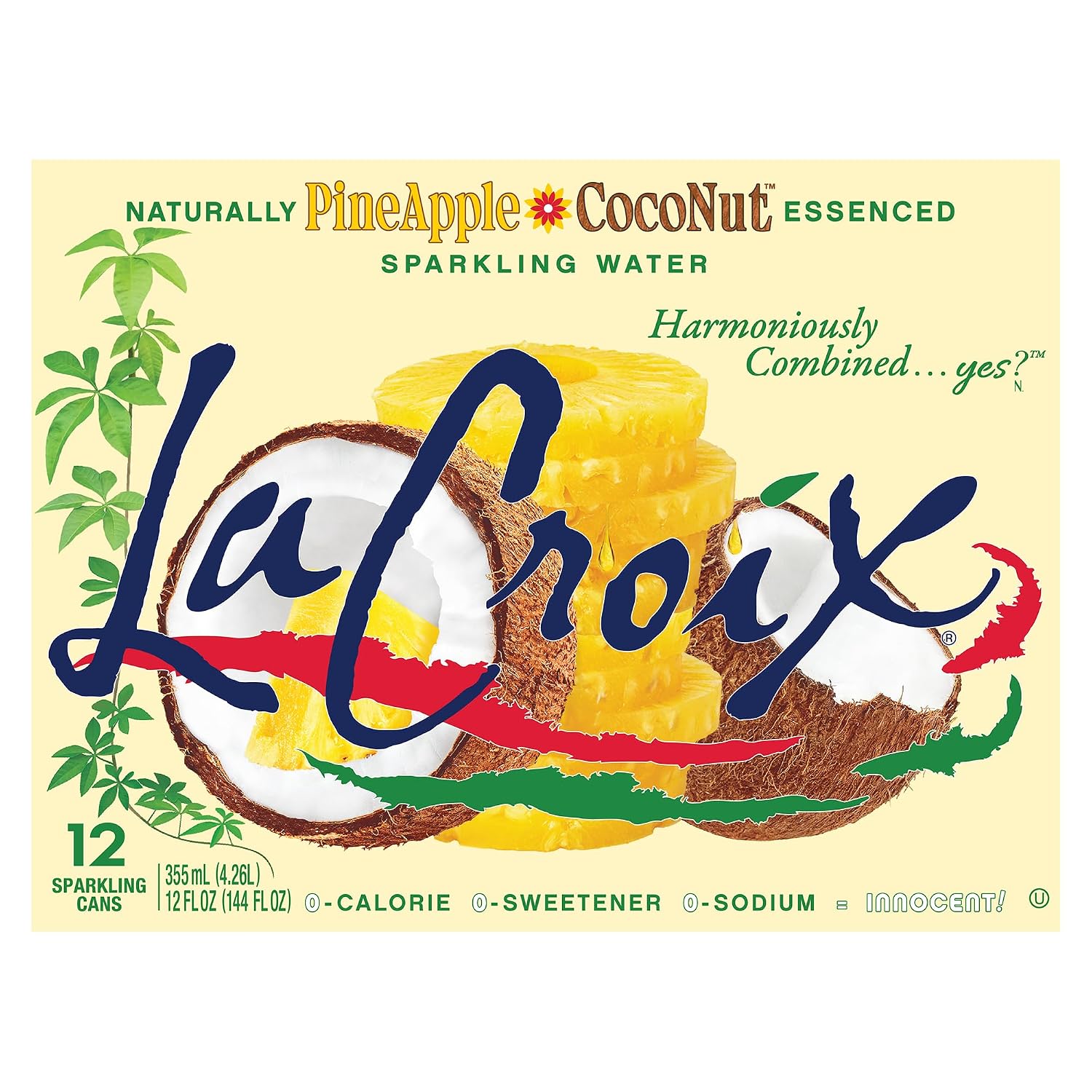LaCroix Sparkling Water | Pineapple Coconut Flavor | 12-Pack | Naturally Essenced, Zero Calorie, Sodium Free | 12 Fl Oz Cans