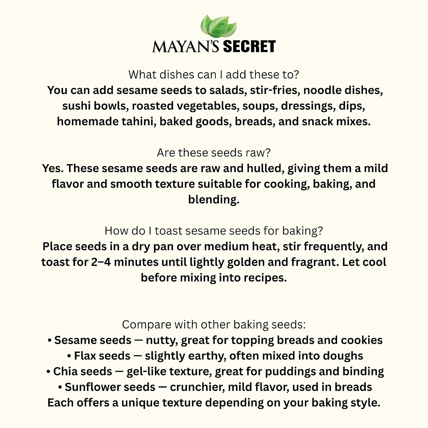 Mayan's Secret Certified Organic hulled Sesame Seeds, 2 Lbs - Gluten Free, Raw, Keto Friendly