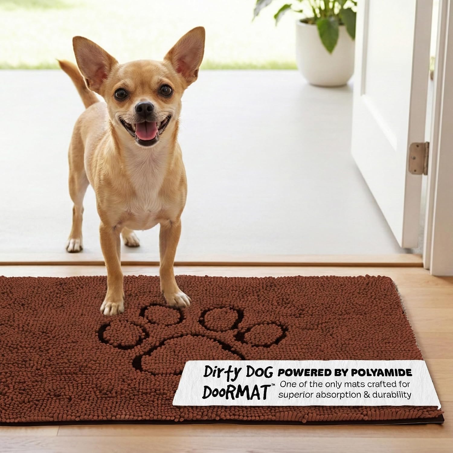 Dog Gone Smart Dirty Dog Doormat - Fast Drying Rug with Super Gripper Backing for Clean Floors - Super Absorbent and Machine Washable Mat for Muddy Paws - Grey