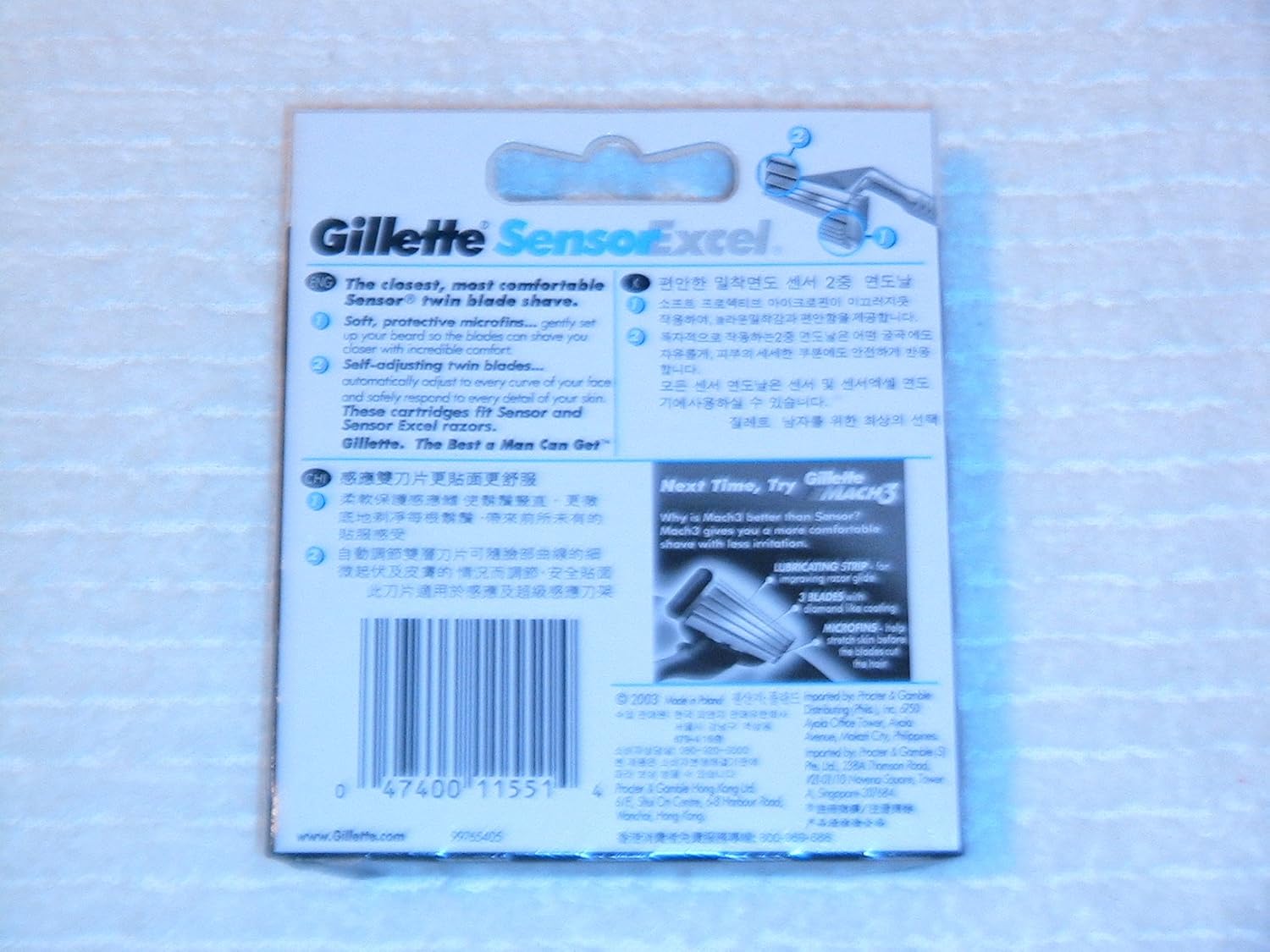 100 Counts-Gillette Sensor Excel Blade Refill Cartridges