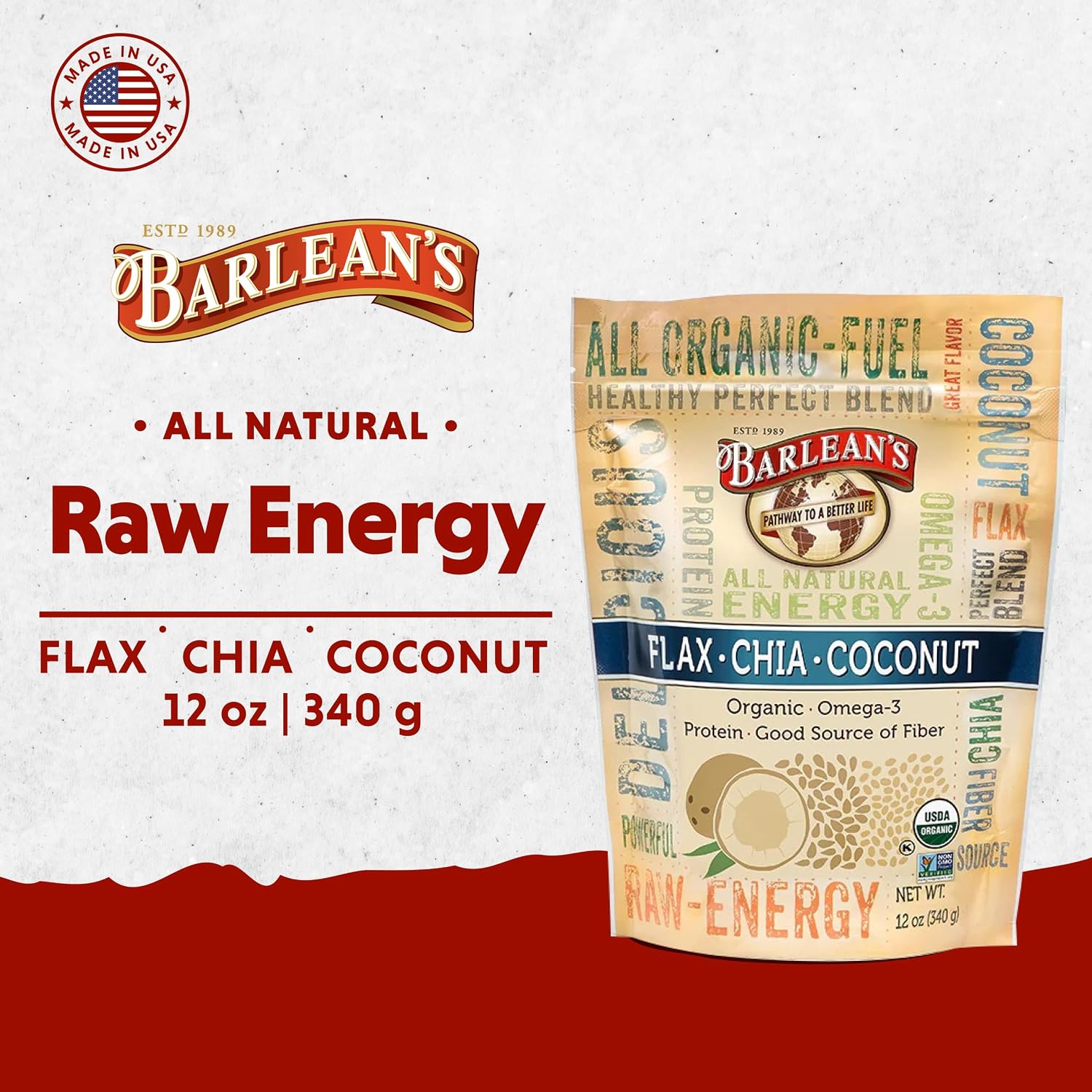Barlean's Forti-Flax Organic Ground Flaxseed, Omega-3 Fiber, 16oz, 2-Pack | Ground whole raw flax seeds, Lignans, ALA omega-3, Fiber, Non-GMO, Vegan, For smoothies, baking, oatmeal & yogurt