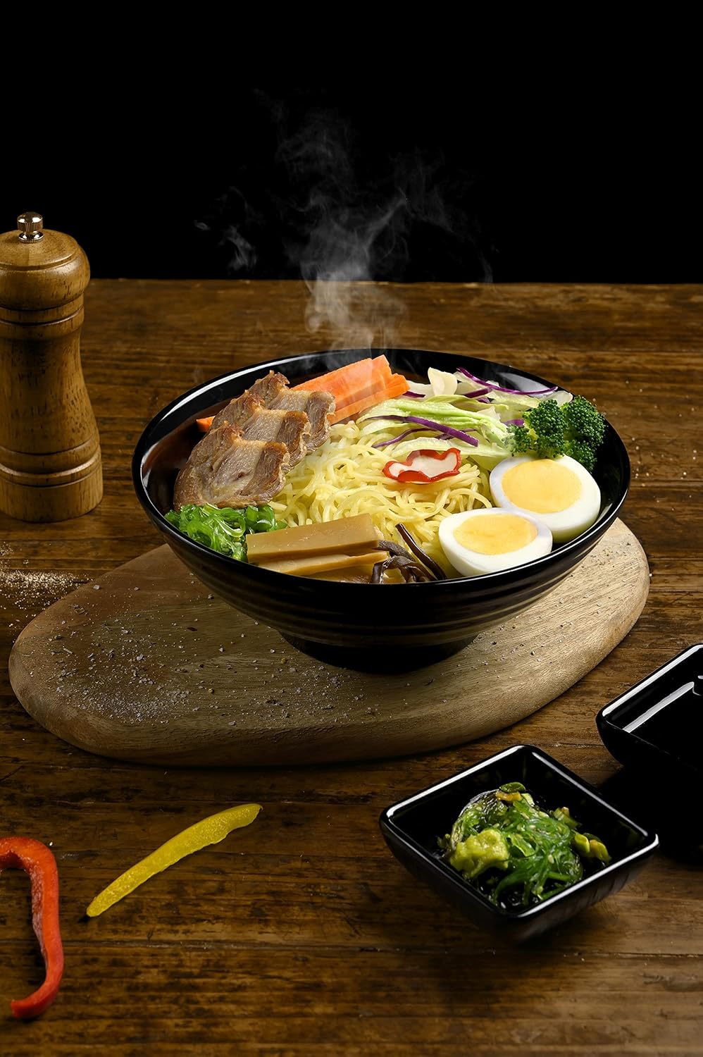 Unbreakable Ramen Bowl Set with Chopsticks and Spoon: 2 large Japanese Style Melamine Ramen Bowls