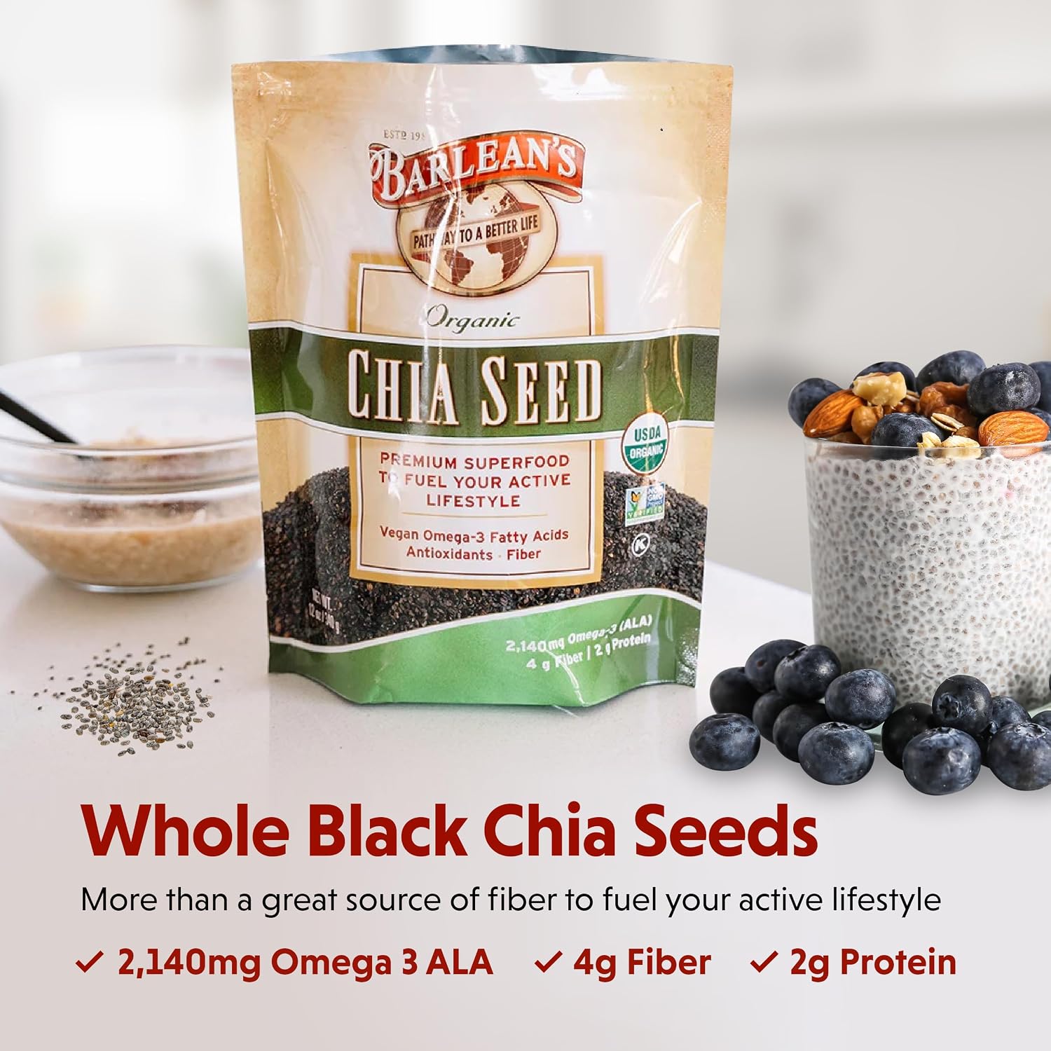 Barlean's Forti-Flax Organic Ground Flaxseed, Omega-3 Fiber, 16oz, 2-Pack | Ground whole raw flax seeds, Lignans, ALA omega-3, Fiber, Non-GMO, Vegan, For smoothies, baking, oatmeal & yogurt