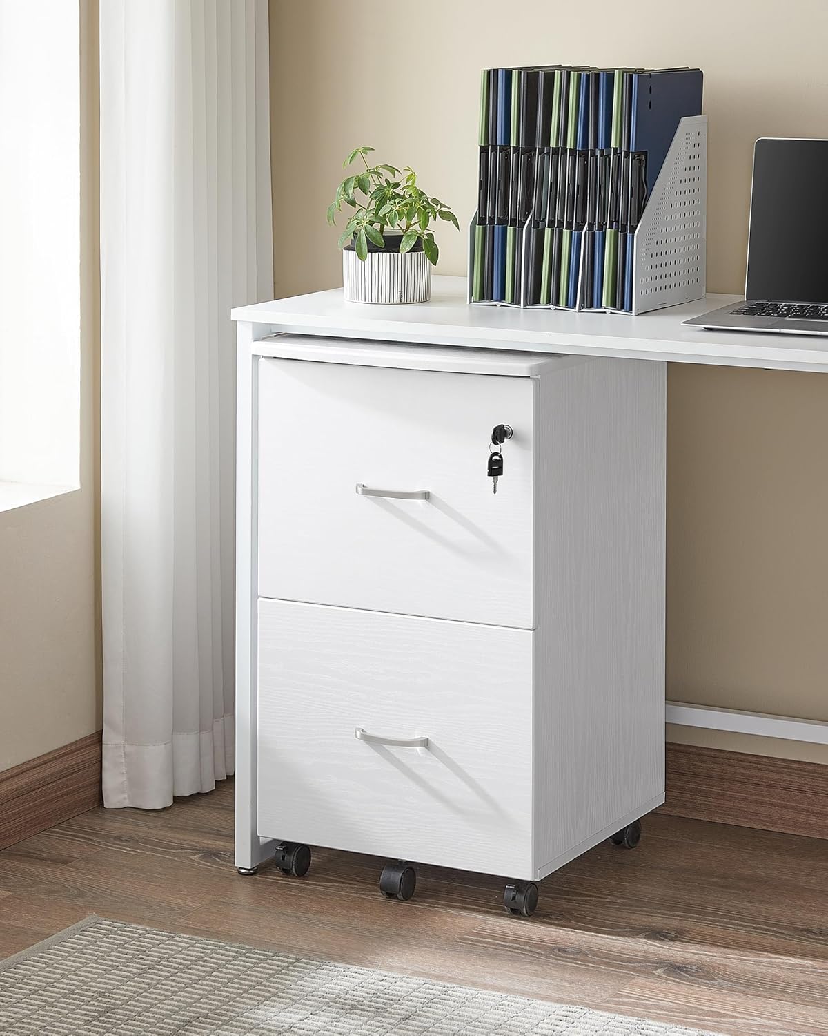 VASAGLE CUSTOS Collection - 2-Drawer File Cabinet, Locking Filing Cabinet for Home Office, Small Rolling Printer Stand, A4, Letter-Size Hanging Files