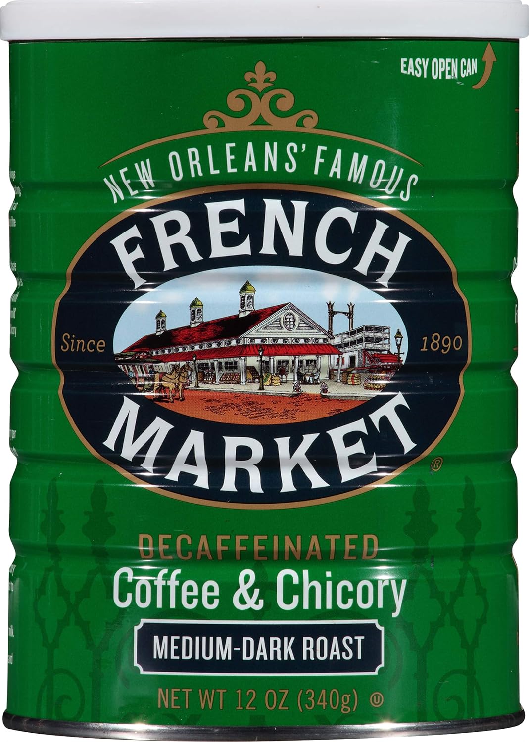 French Market Coffee & Chicory Dark Roast Ground Coffee, 12oz Can (Pack of 6)