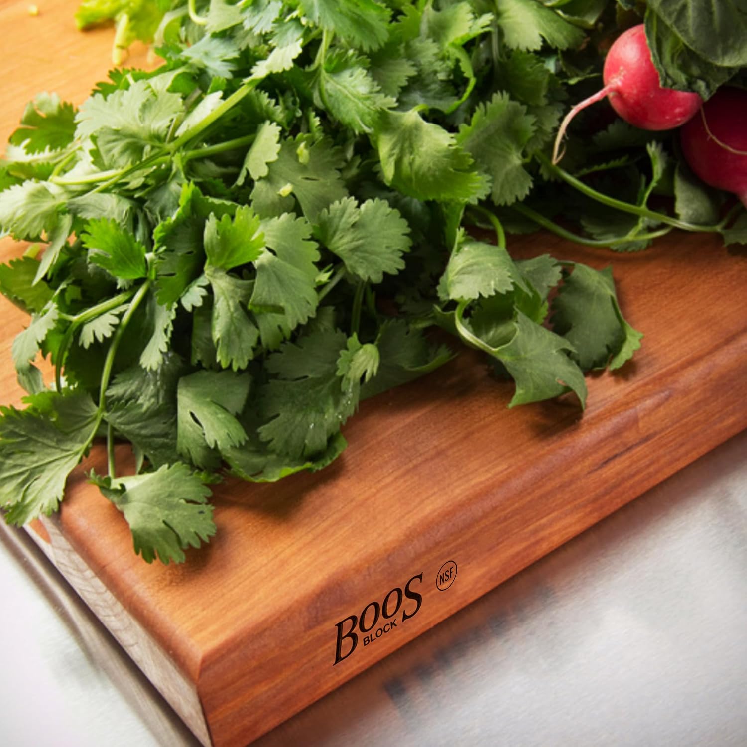 John Boos Handle Boards Series Rectangular Wooden Maple Cutting Board 24”x18” – 2.25” Thick, 30-lb Reversible Butcher Block with Juice Groove, Edge-Grain & Metal Handles