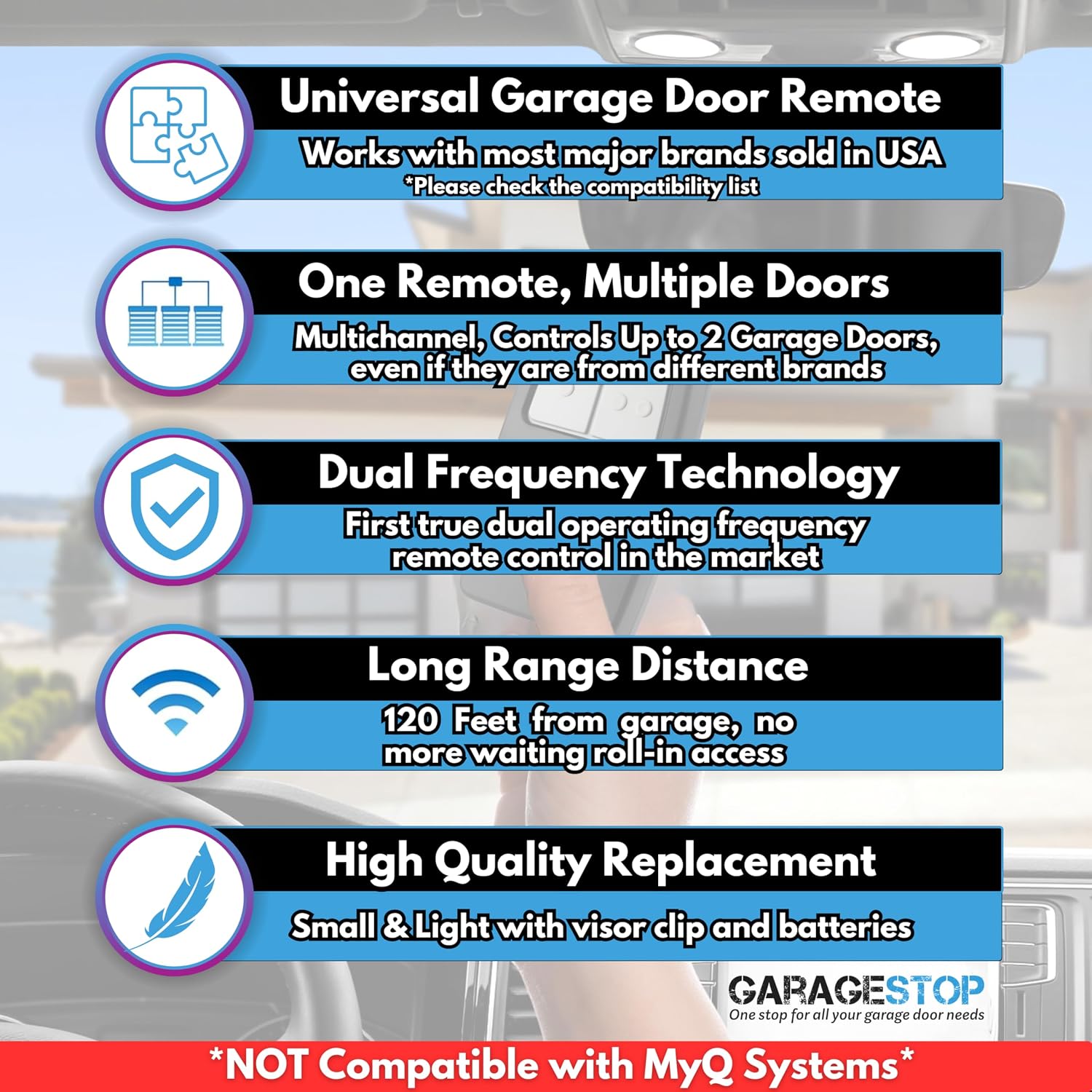 2X Universal Garage Door Opener Remote KLIK1U 375UT 375LM Garage Clicker