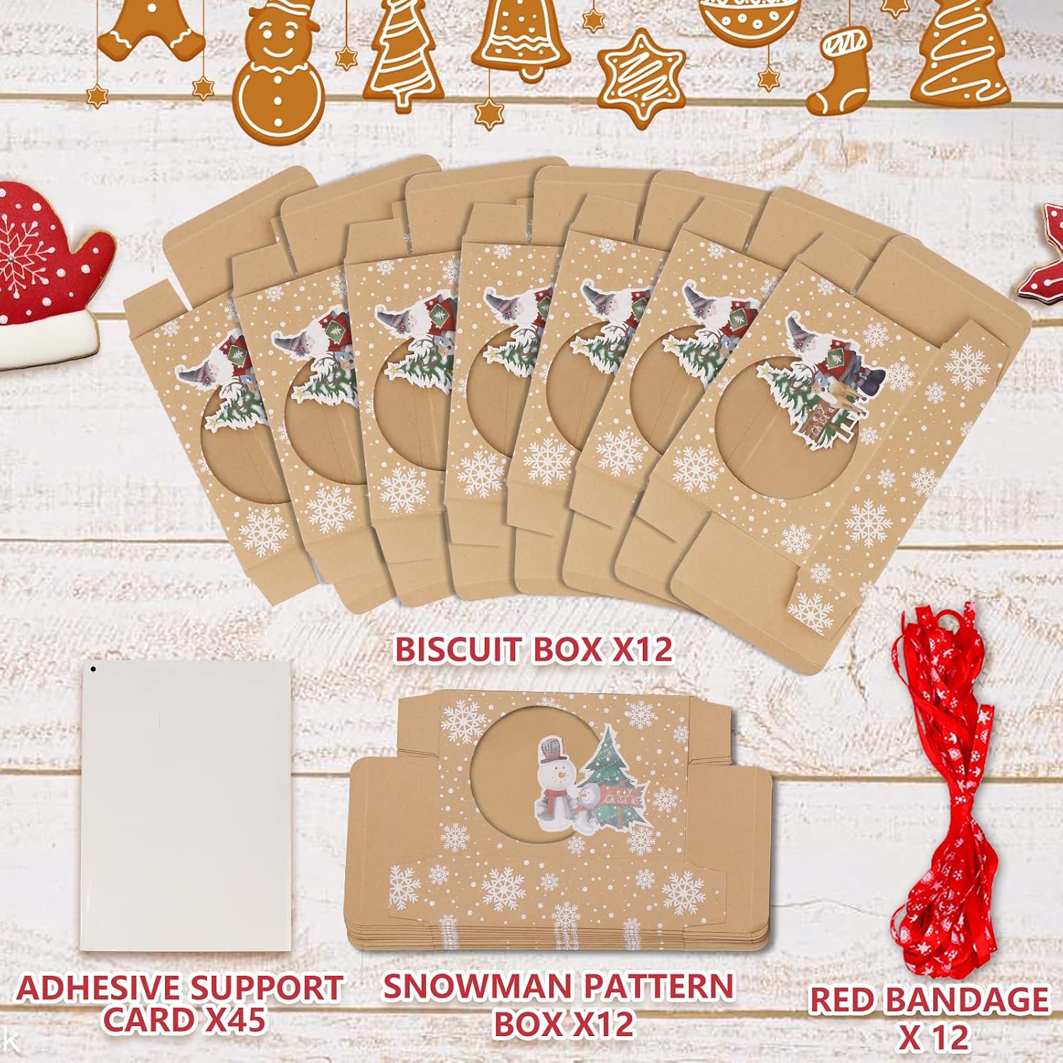 OurWarm 12 Pack Christmas Cookie Boxes for Gift Giving, Large Christmas Cookie Tins Holiday Bakery Treat Boxes with Window