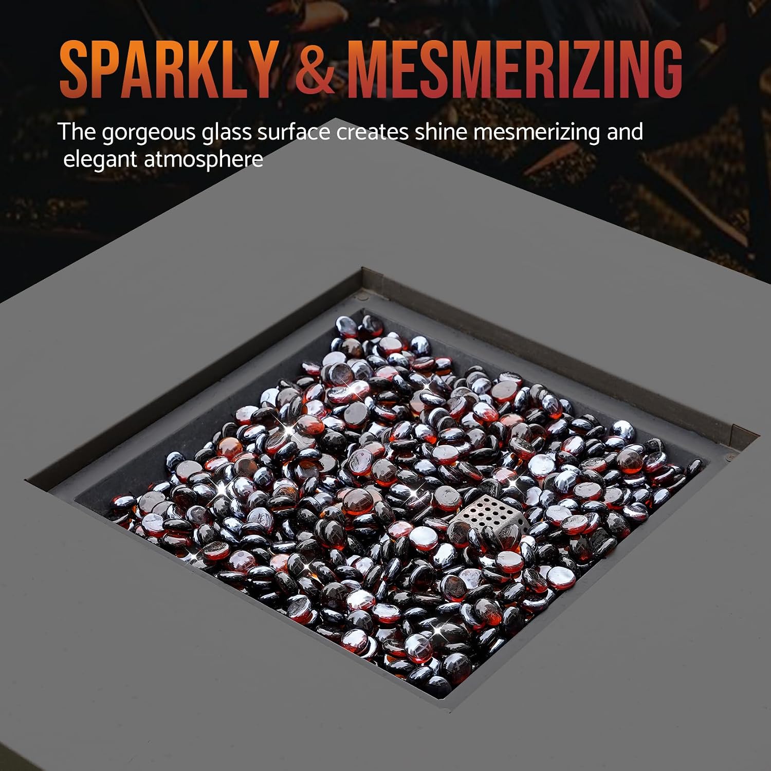 Skyflame 10-Pound Fire Glass Beads for Fire Pit Fireplace, Onyx Black