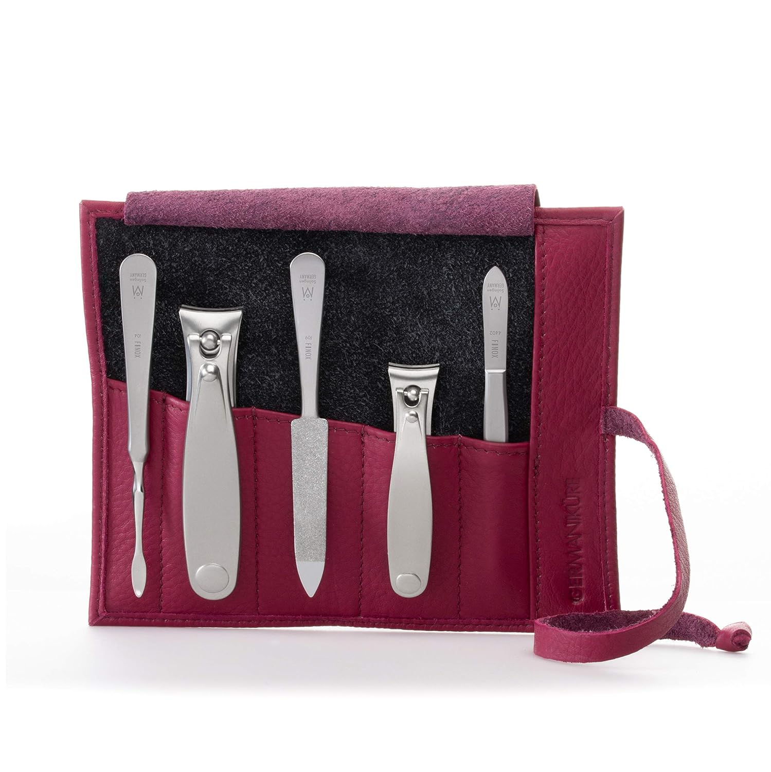 GERMANIKURE 4pc Manicure Nail Care Kit, Solingen Germany, Yellow Suede Roll