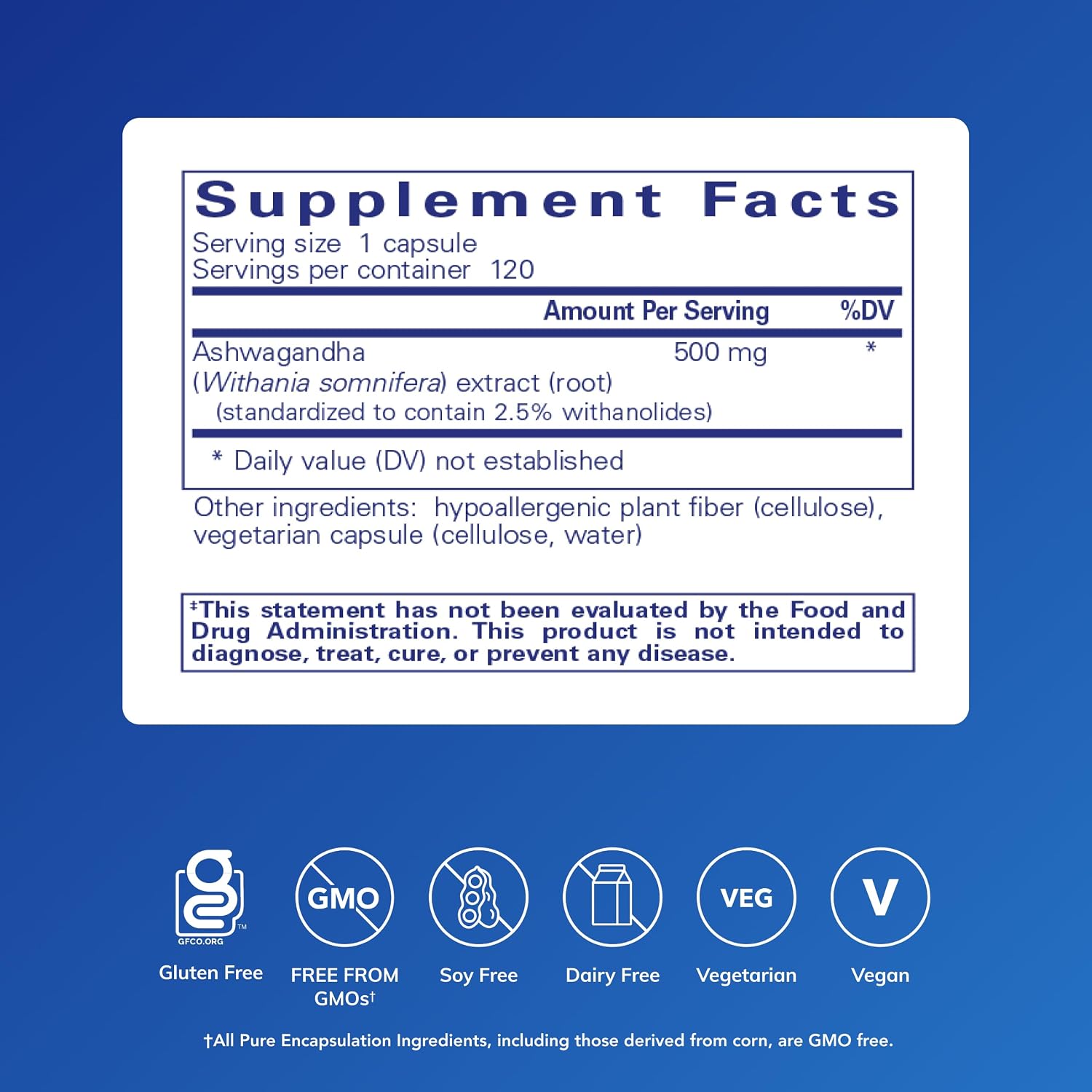 Pure Encapsulations Ashwagandha - 500 mg Ashwagandha Extract - Metabolism & Stress Support - Immune Support* - GMO Free & Vegan - 60 Capsules | 500 mg Ashwagandha Extract, Metabolism and Stress Support, Immune Support*, Non-GMO and Vegan