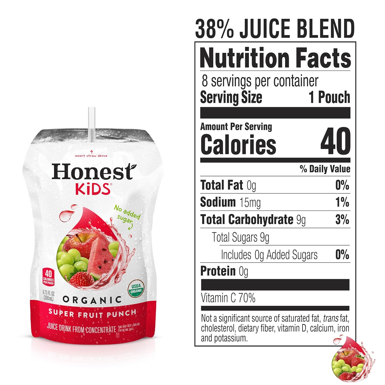 Honest Kids Appley Ever After, Organic Juice Drink, 6 Fl oz Juice Boxes, Pack Of 40, Apple