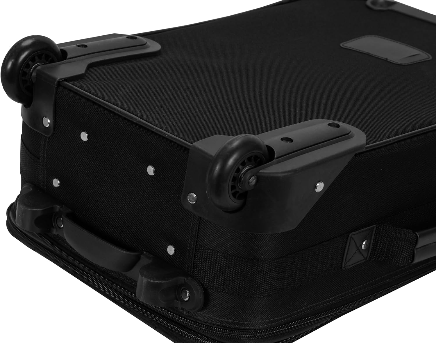 Rockland Fashion Softside Upright Luggage Set,Expandable, Telescopic Handle, Wheel, Black Dot, 2-Piece (14/19)