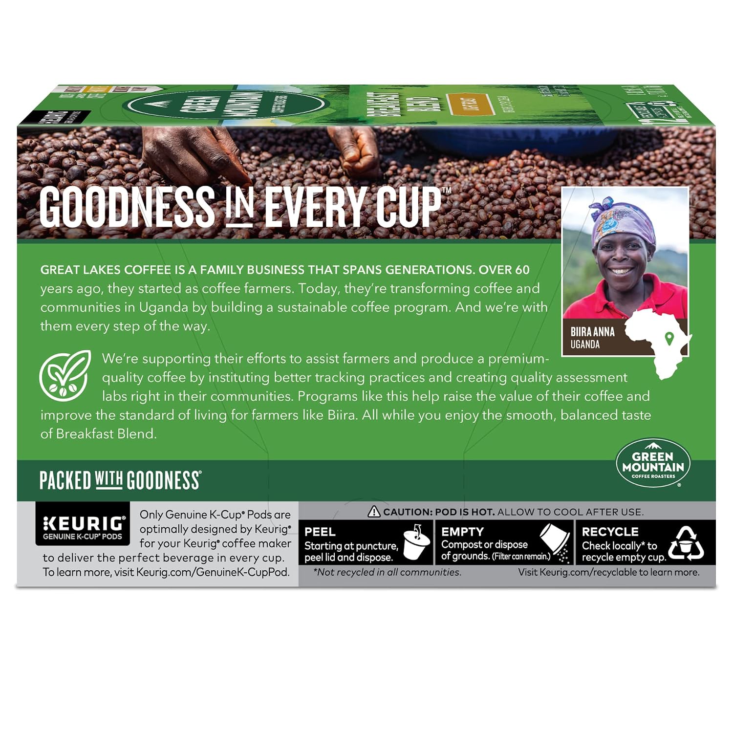 Green Mountain Coffee Roasters Breakfast Blend Single-Serve Keurig K-Cup Pods, Light Roast Coffee, 96 Count