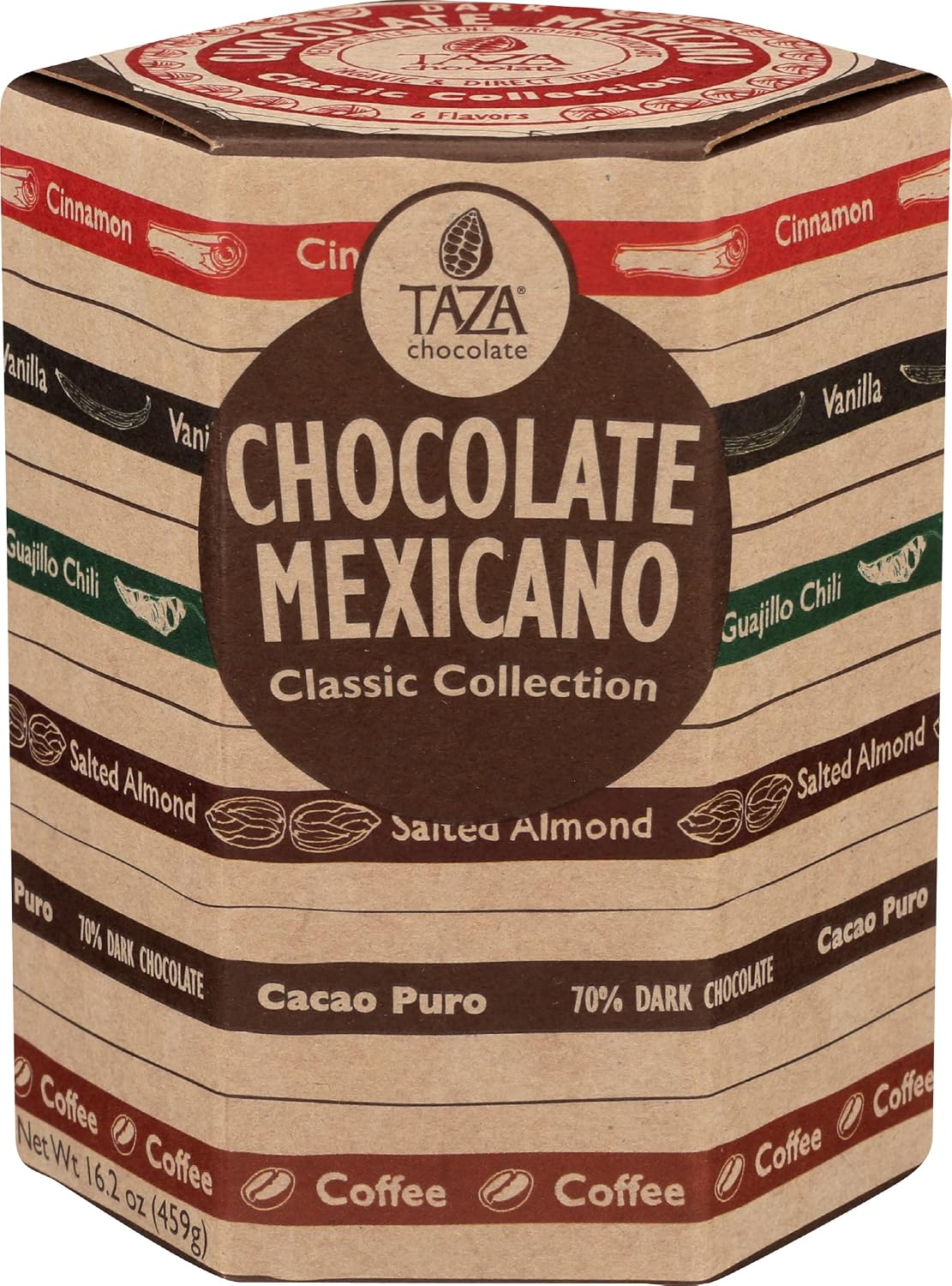 Taza Chocolate Organic Mexicano Disc Stone Ground, Variety Pack, 1.35 Ounce (8 Count), Vegan | Vegan, Dairy Free, Gluten Free, Organic Stone Ground Dark Chocolate Disc, 1.35 Ounce