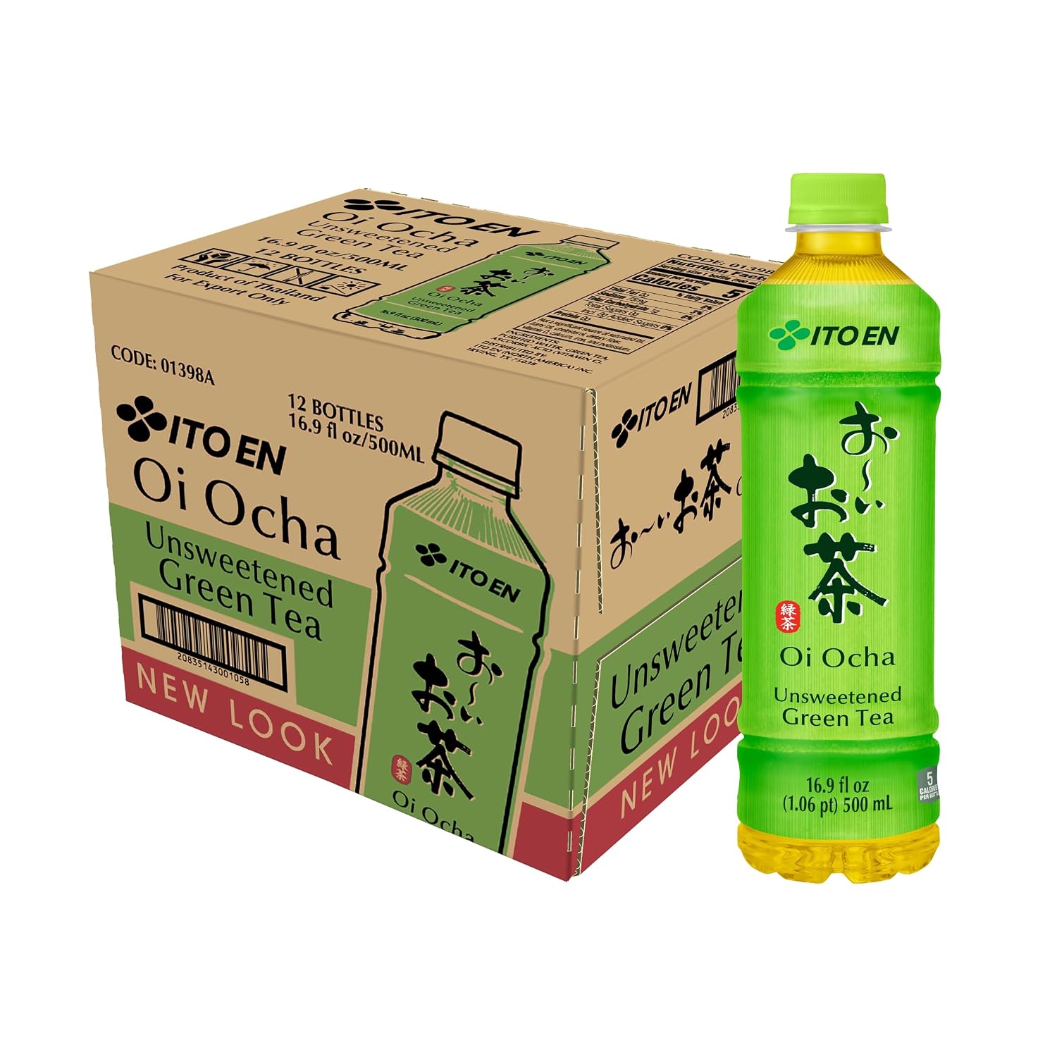 Ito En Tea Oi Ocha Green Tea, Unsweetened, 16.9 Ounce (Pack of 12)