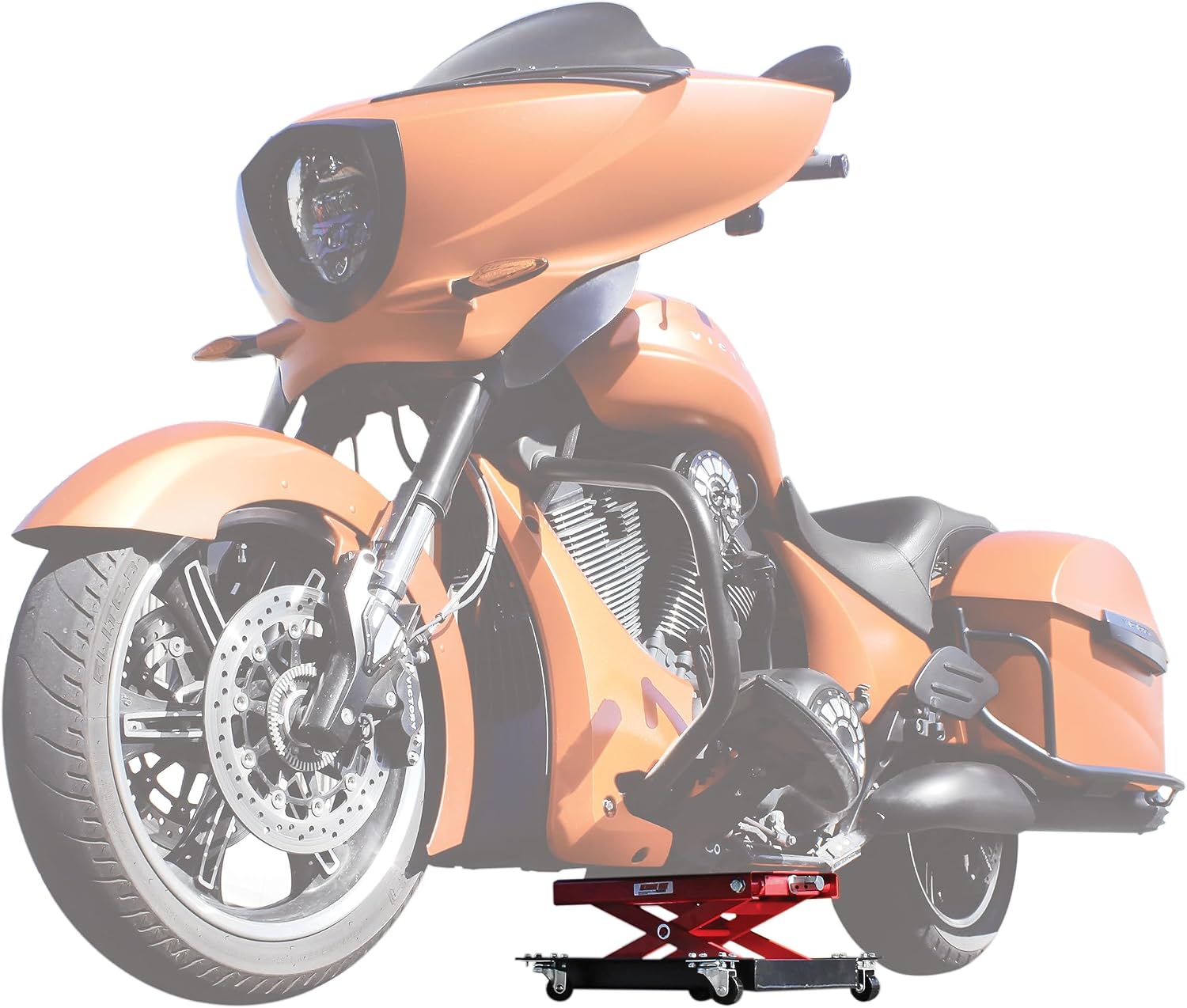 Extreme Max 5001.5059 Wide Motorcycle Scissor Jack with Dolly - 1100 lbs.