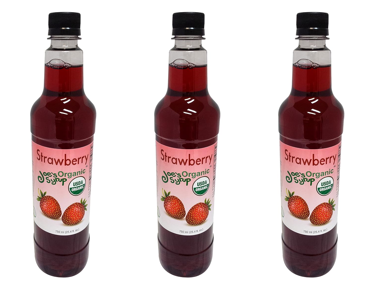 Joe’s Syrup Organic Flavored Syrup, Organic Strawberry, 750 ml | Vegan, gluten-free, Non-GMO, no HFCS; for cocktails & desserts