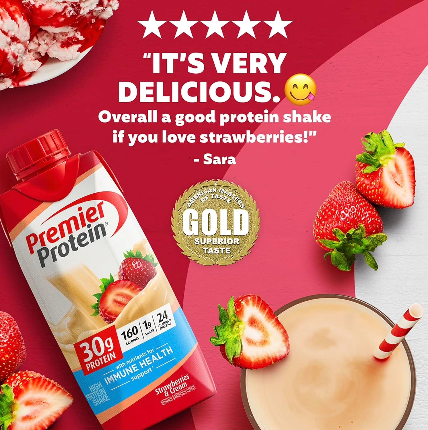 Premier Protein 30g High Protein Shake, Vanilla, 12 Pack | 160 Calories, 24 Vitamins & Minerals, No Added Sugar, Supports Muscle Health, Gluten-Free, 11 oz