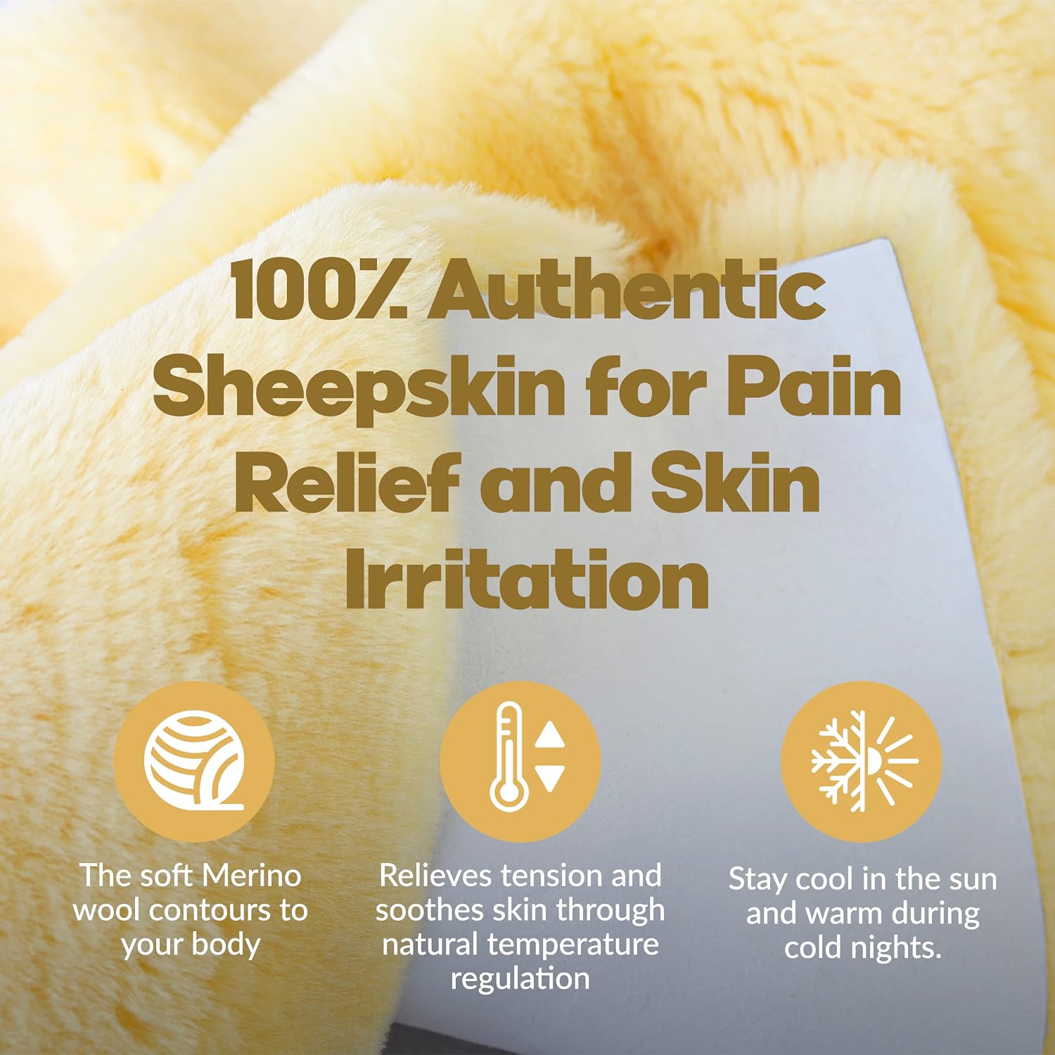 Natural Medical Sheepskin Pad, Non-Slip Back, Natural, 17 x 17 in, 1 Pack