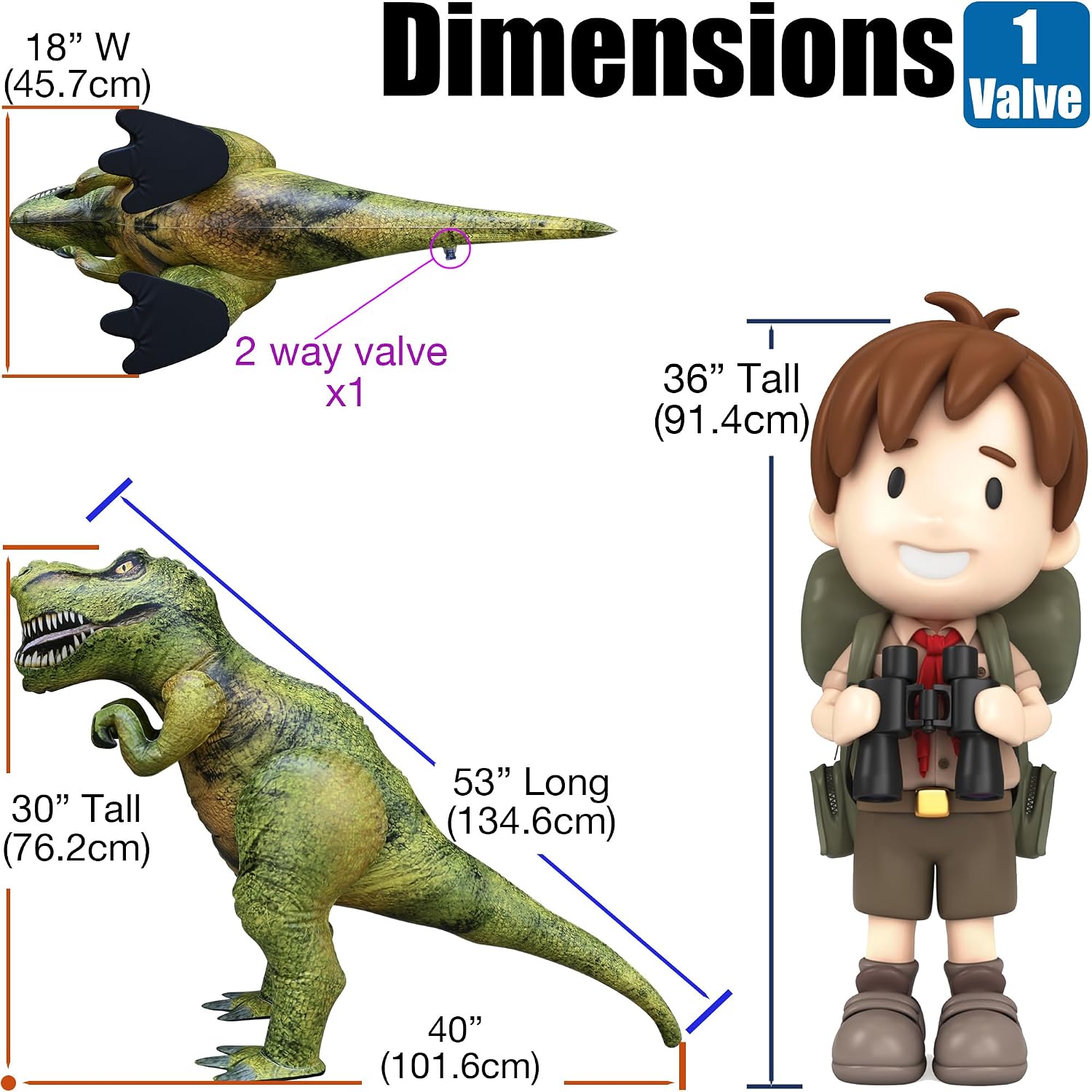 Jet Creations Inflatable Spinosaurus, 53" Long, Realistic Dinosaur