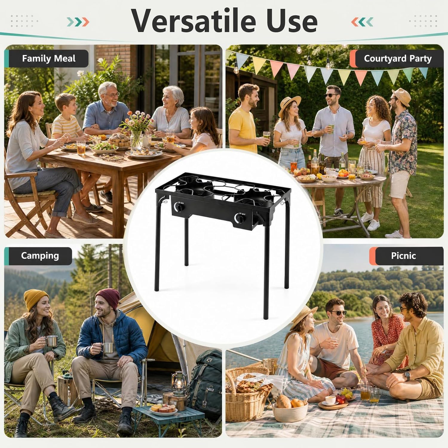 Goplus Outdoor Camping Stove, Dual Burner Propane Gas Cooker