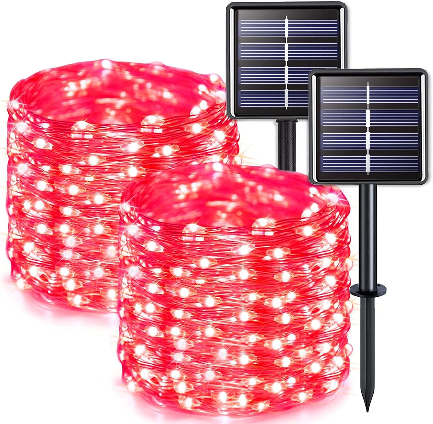 JMEXSUSS 2 Pack Solar String Lights Outdoor Total 66FT 200LED Fairy Lights | Outdoor Waterproof, 8 Modes Solar Christmas Lights for Outside Garden Tree Patio Yard Wedding Christmas Decorations, White