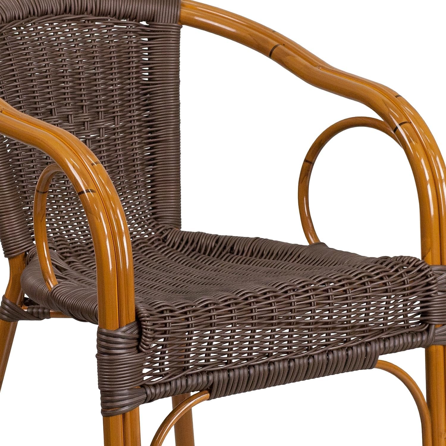Flash Furniture Rattan Chair with Aluminum Frame, Burning Brown/Red Bamboo | Durable Construction, Commercial Use