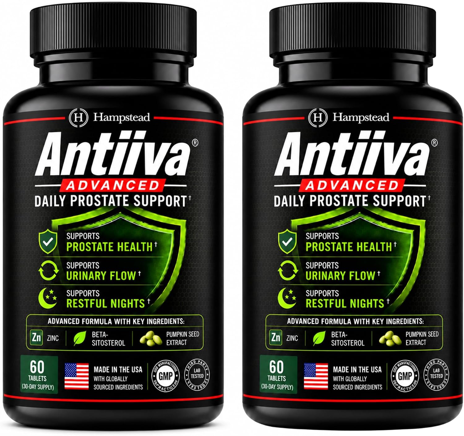 Hampstead Labs Advanced Men Prostate Support Beta Sitosterol 400mg 60 Tab | Promotes bladder health, healthy urinary flow & everyday comfort with Zinc. No Saw Palmetto.