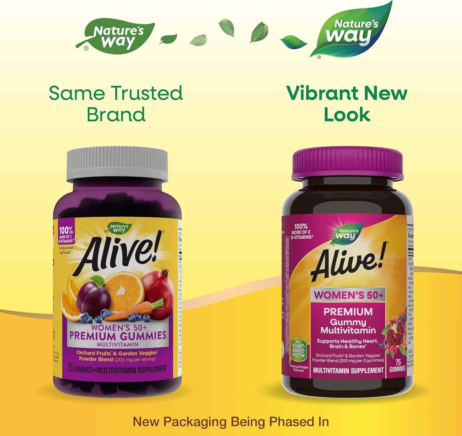 Nature's Way Alive! Premium Women's 50+ Gummy Multivitamin, 75 ct | 16 Nutrients; Grape and Cherry Flavored Gummies with Plant-Based Pectin; Supports Heart, Brain, Immune, Bone, and Eye Health*