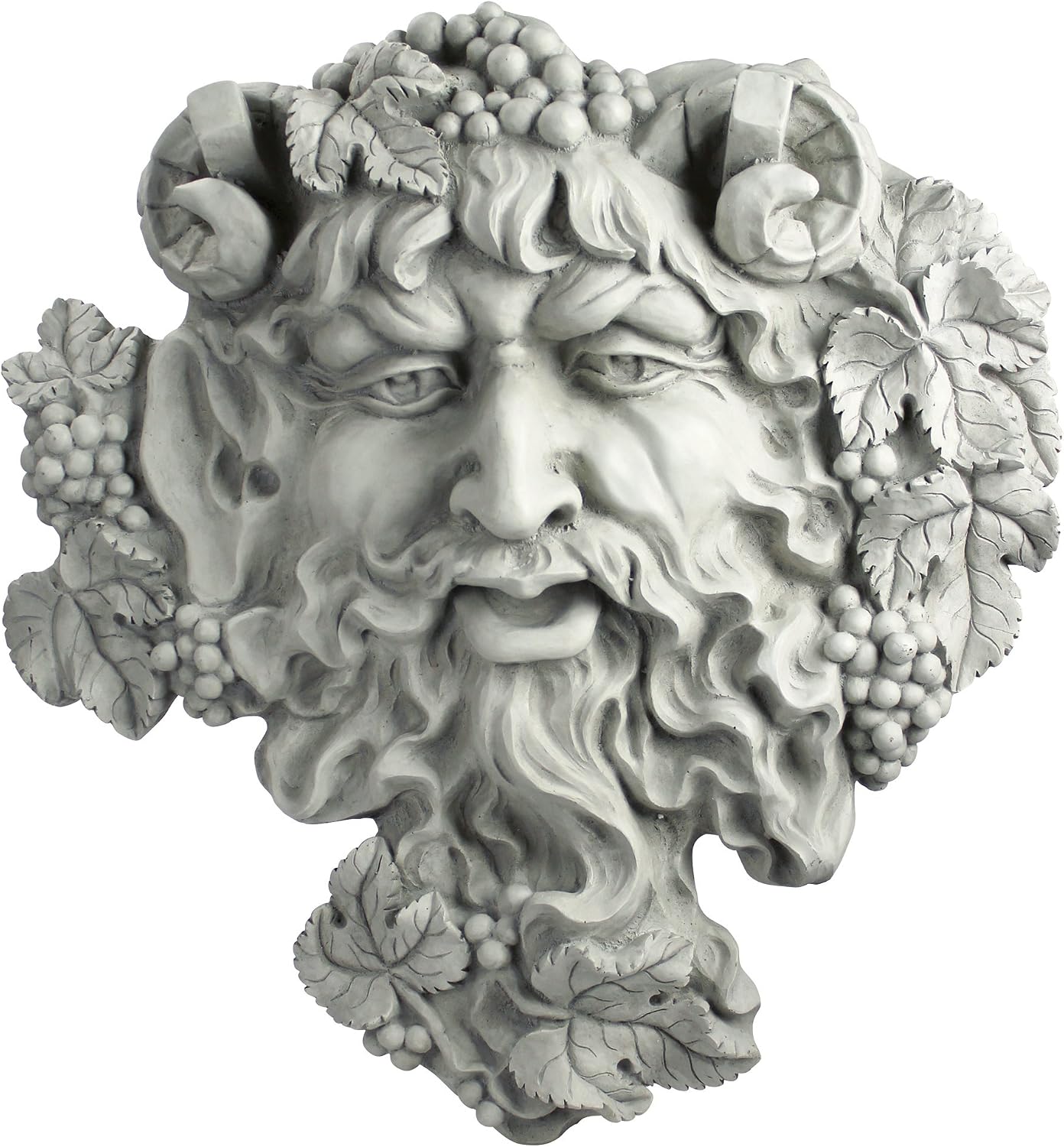 Design Toscano Bacchus, Grape Harvest Wine Greek Greenman Face Wall Sculpture, Medium, 12 inches tall, Cast Stone Resin, Antique Stone Finish