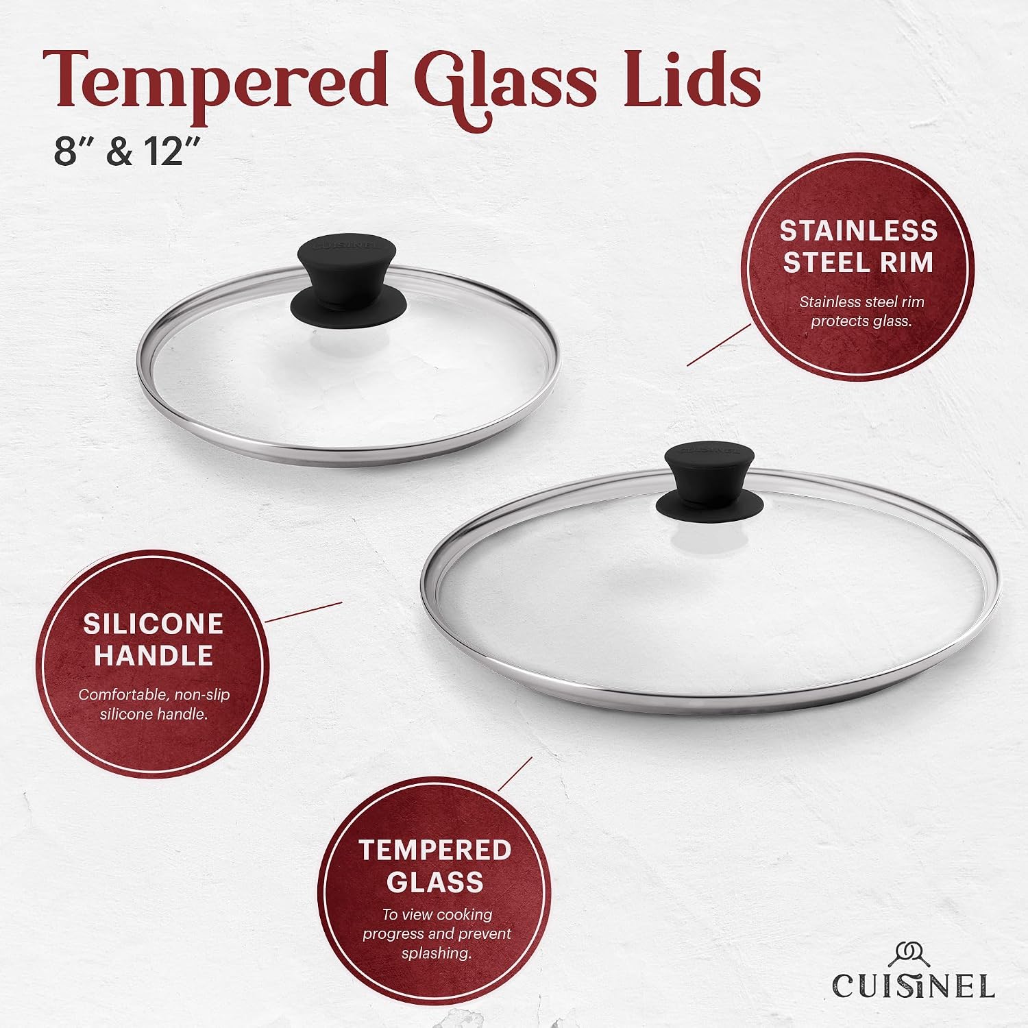 Cuisinel Cast Iron Skillet with Lid - 10"-Inch Pre-Seasoned Frying Pan + Glass Cover + Heat-Resistant Handle Holder - Indoor/Outdoor Use - Grill, Stove, Camp Firepit, Induction - Oven Safe Cookware