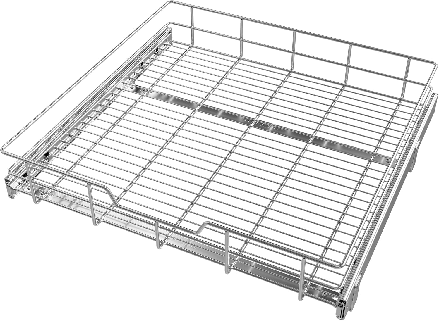 2 Tier Pull Out Cabinet Organizer 11" W X 22" D, Chromed, Full Slide Out